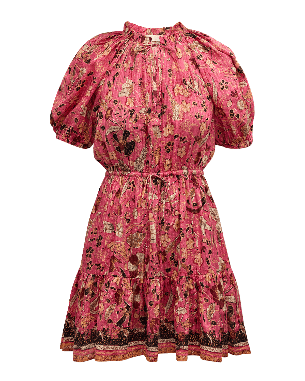 Ulla Johnson Sanna Puff-Sleeve Tiered Drawstring Mini Dress