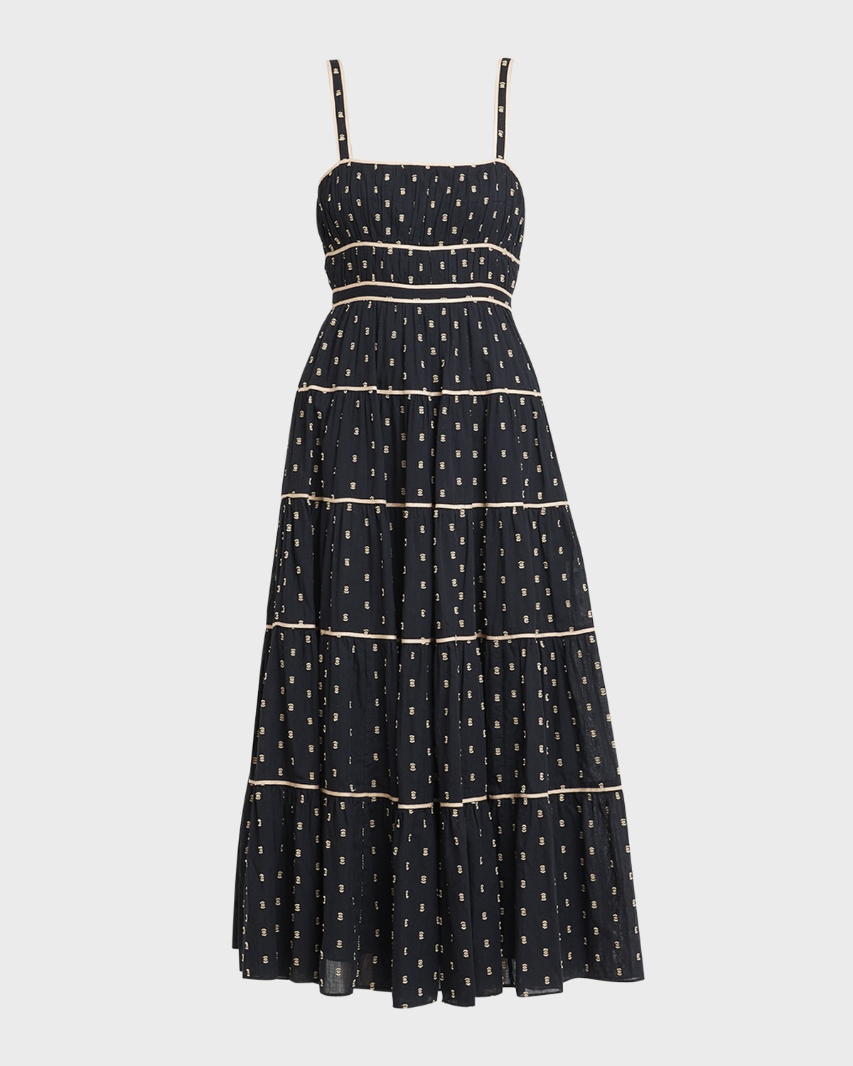Ulla Johnson Clemente Tiered Fil Coupé Sleeveless Midi Dress