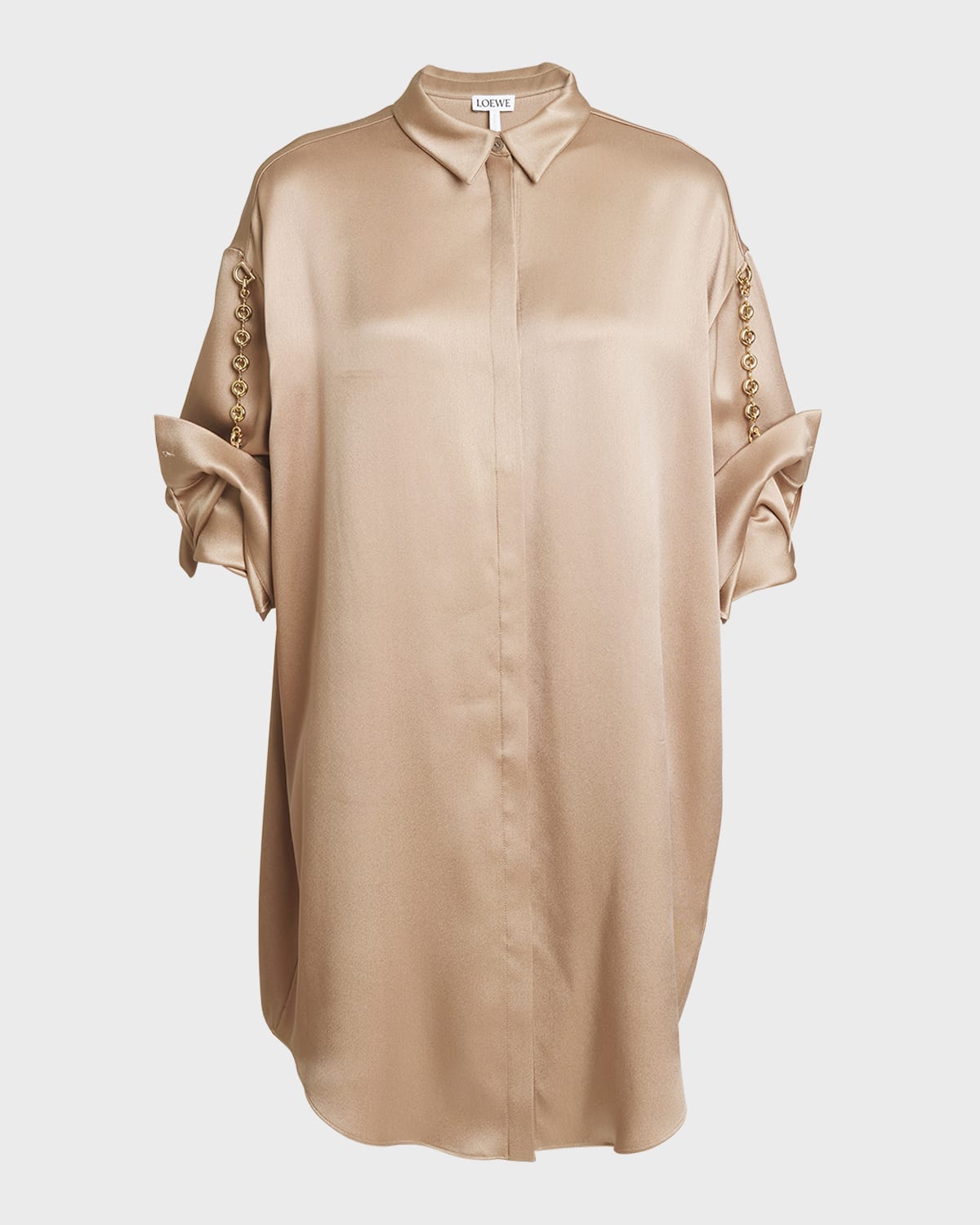 Loewe Silk Shirtdress with Chain Details