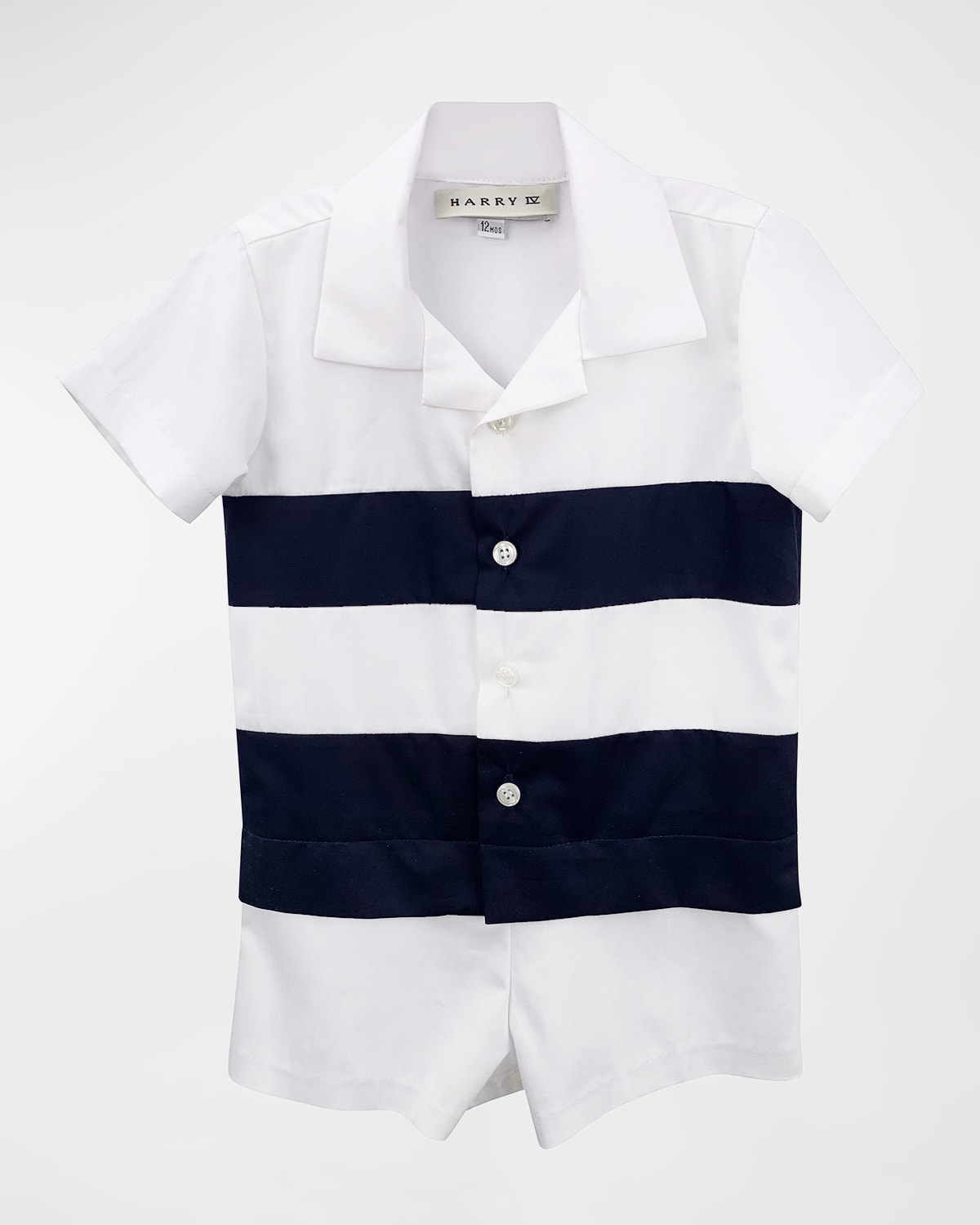 Helena Boy's Cotton Stripe Romper, Size 6M-24M