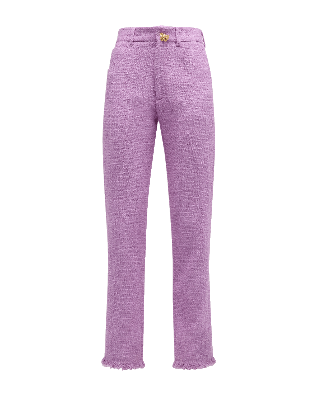 Oscar de la Renta Cotton Tweed Slim-Leg Fringe Ankle Pants