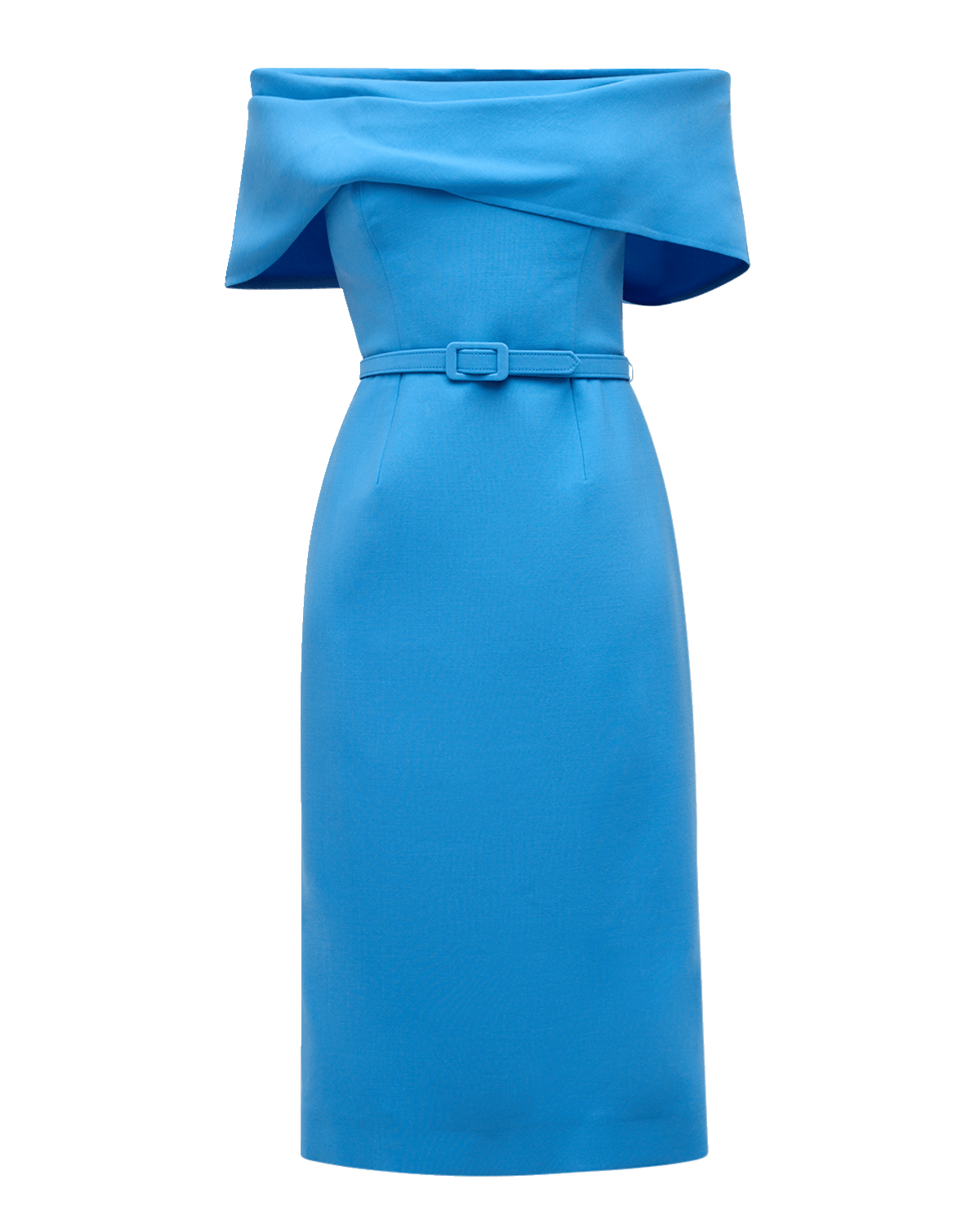 Oscar de la Renta Draped Off-The-Shoulder Belted Midi Dress