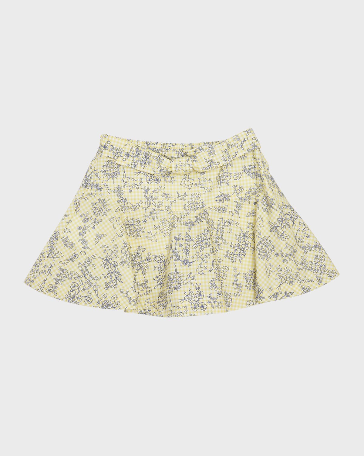 Golden Goose Girl's Journey Volant Floral Printed Gingham Skirt, Size 4-10