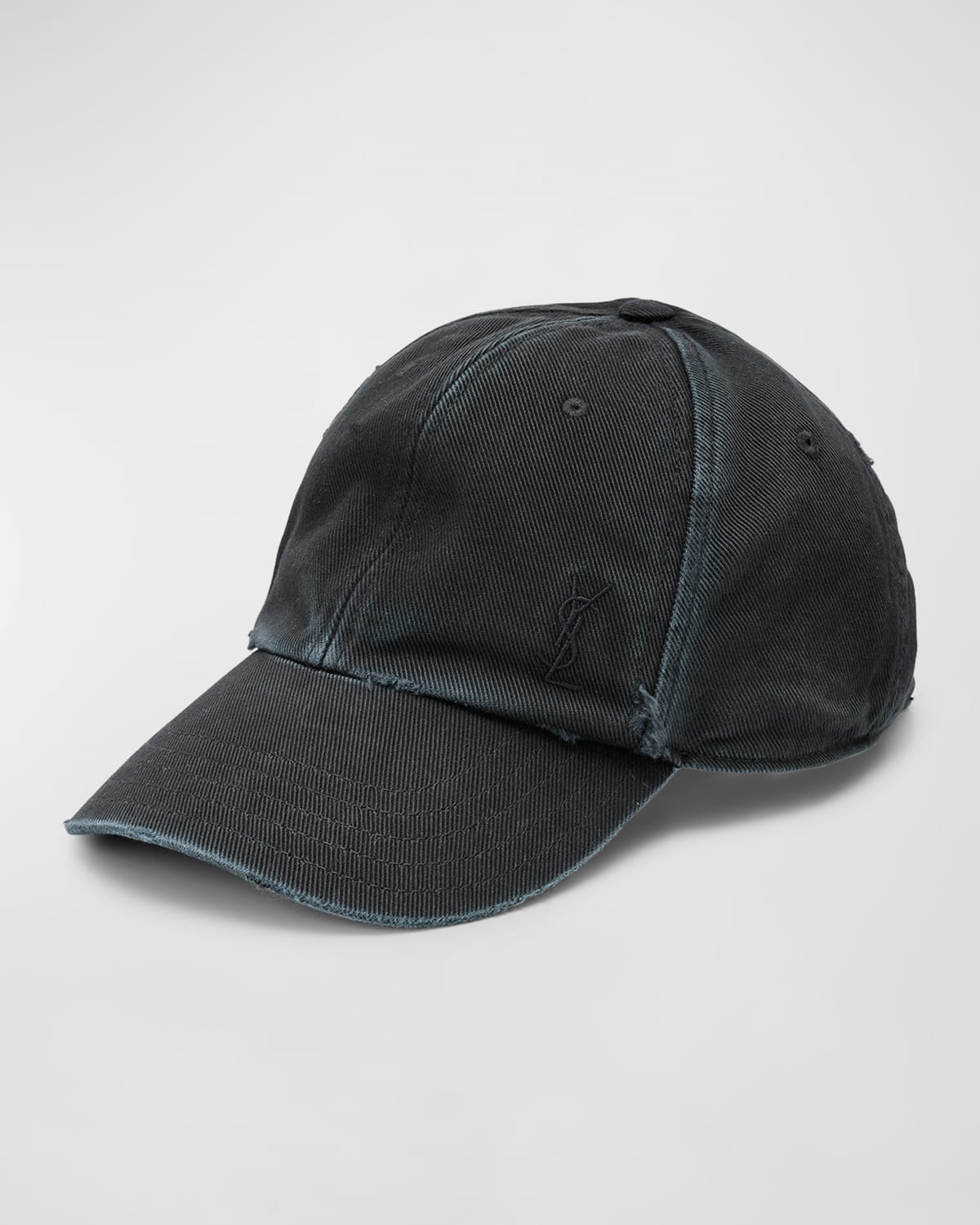 Saint Laurent YSL Washed Denim Baseball Hat