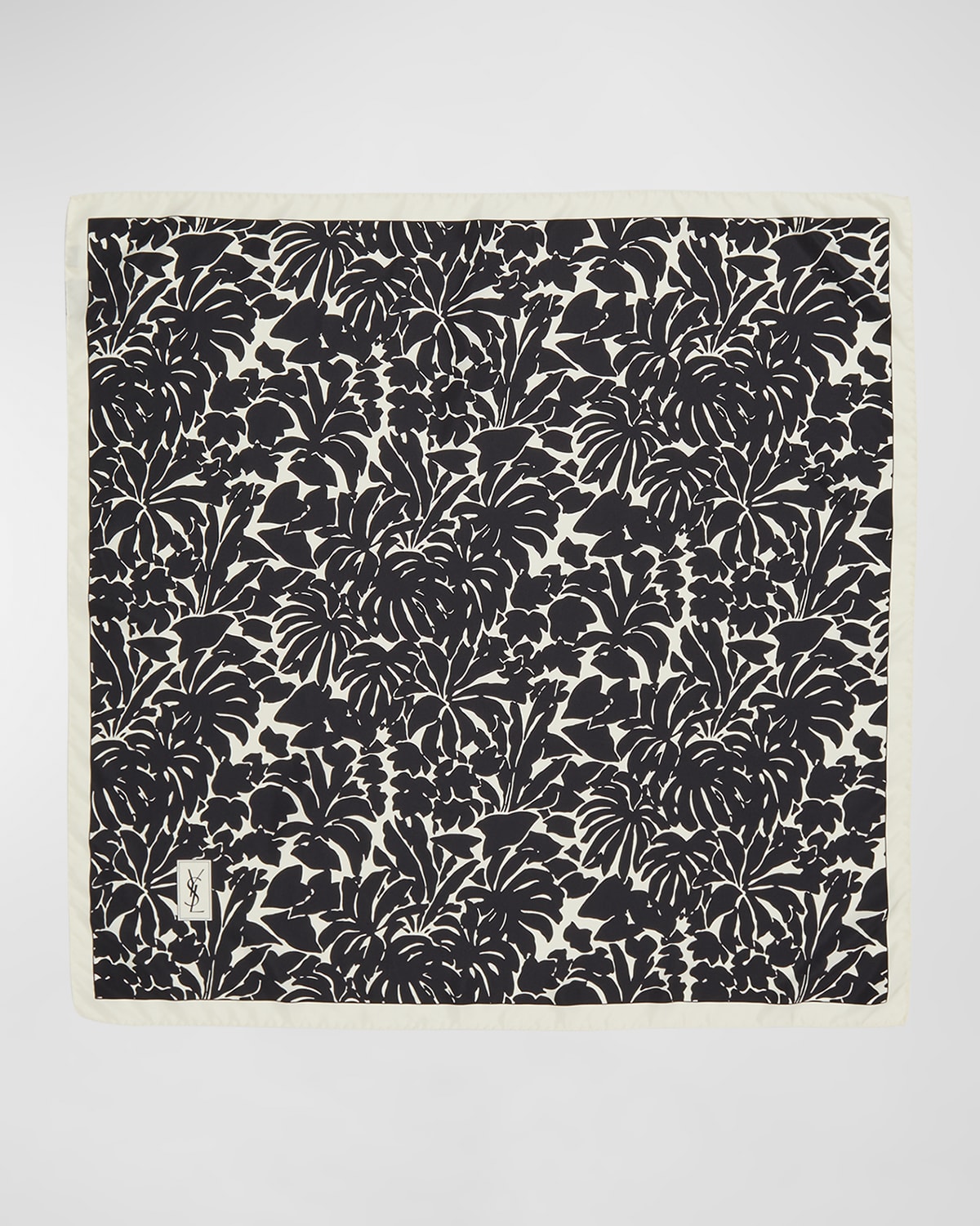 Saint Laurent Multi-Leaves Silk Twill Square Scarf