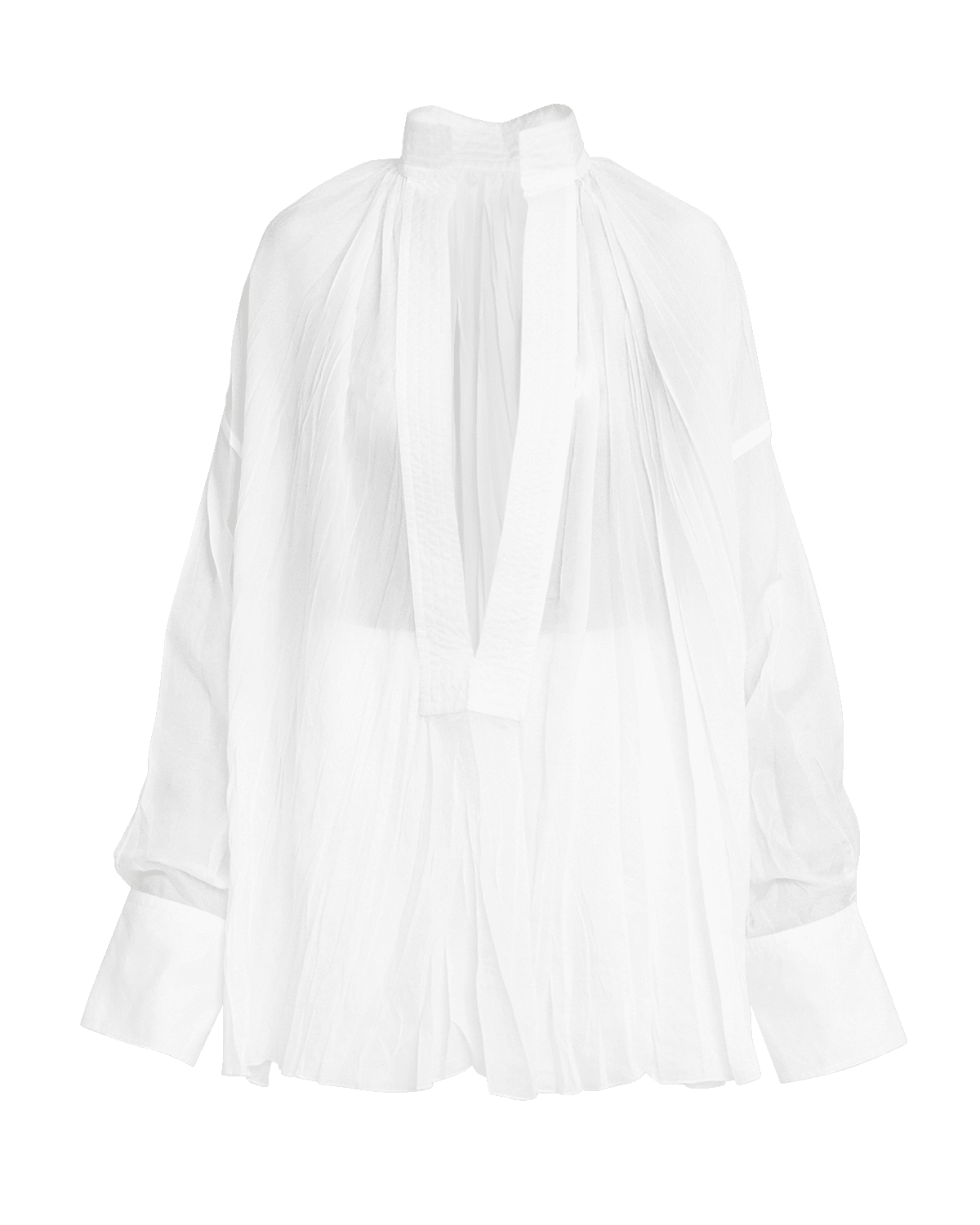 Ferragamo Organza Plunging V-Neck Blouse