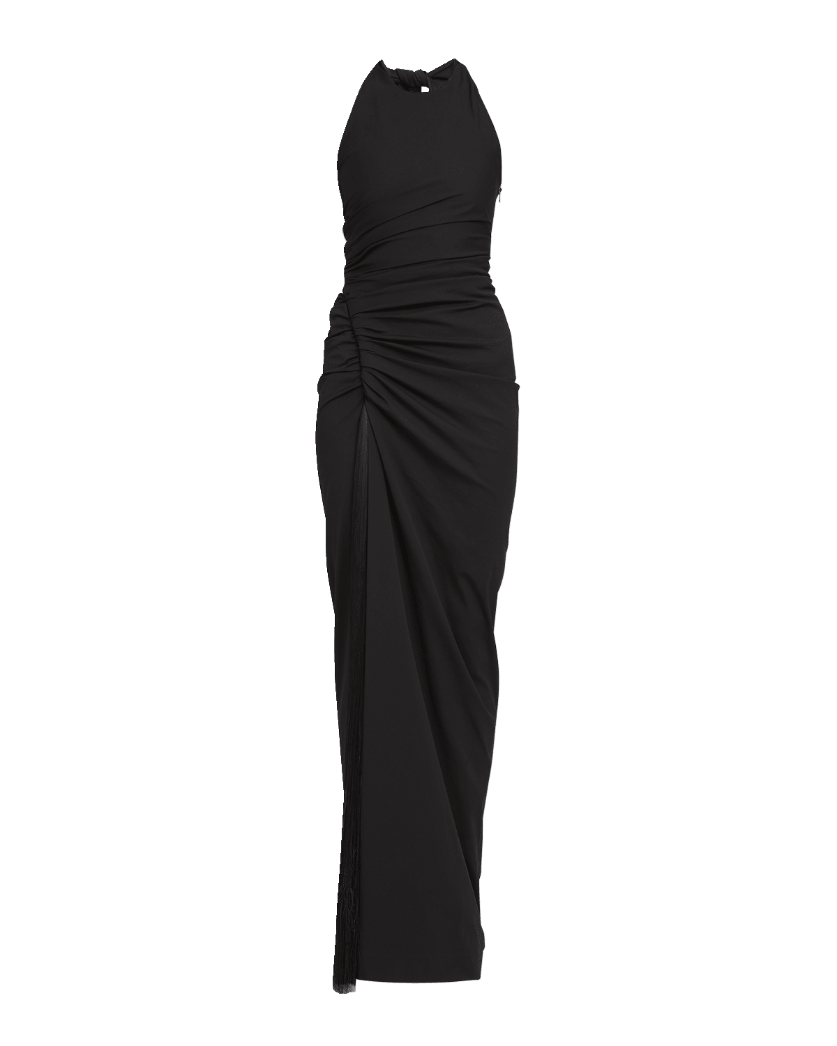 Ferragamo Tassel Ruched Halter Gown