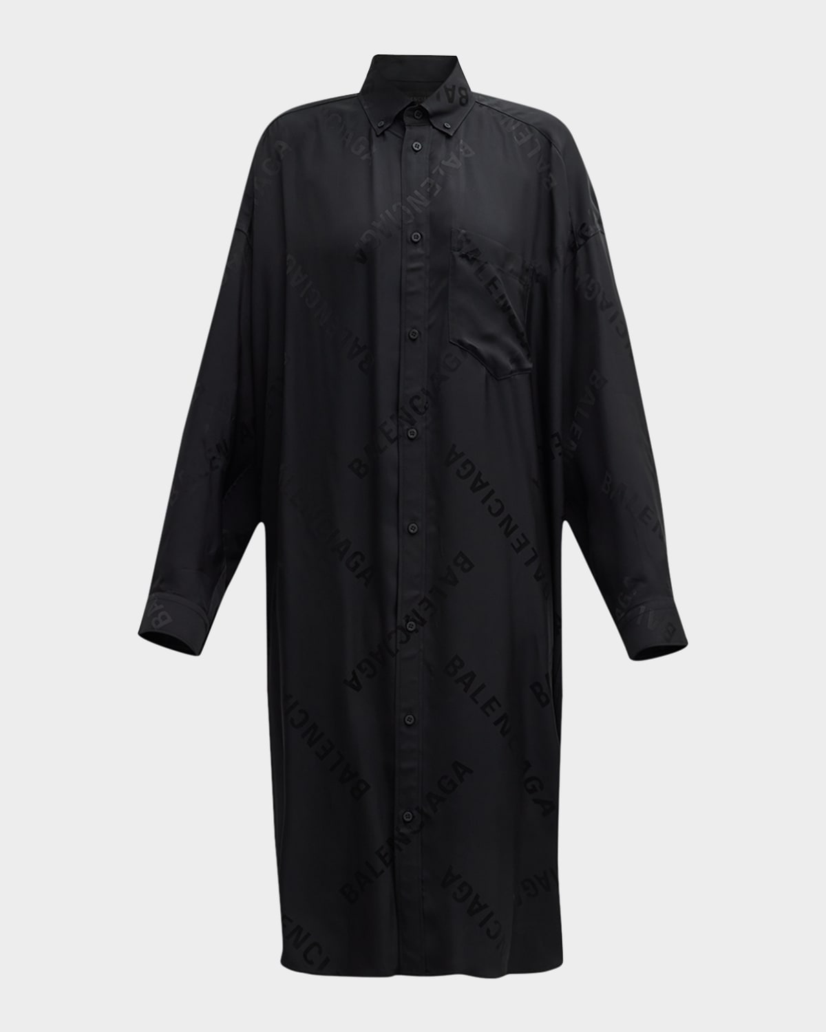 Balenciaga Bal Diagonal Allover Long Sleeve Cocoon Dress