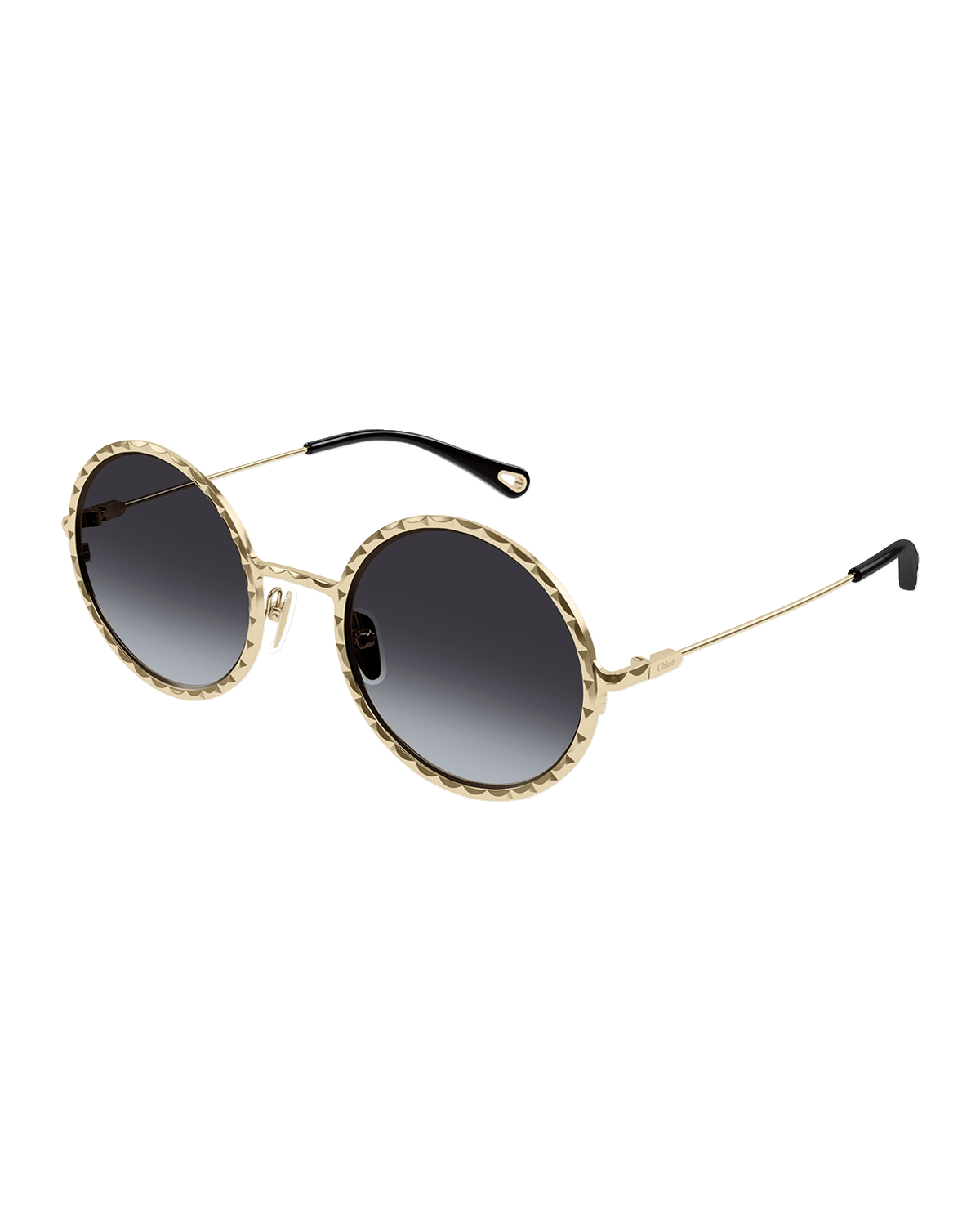 Chloe Textured Metal Round Sunglasses