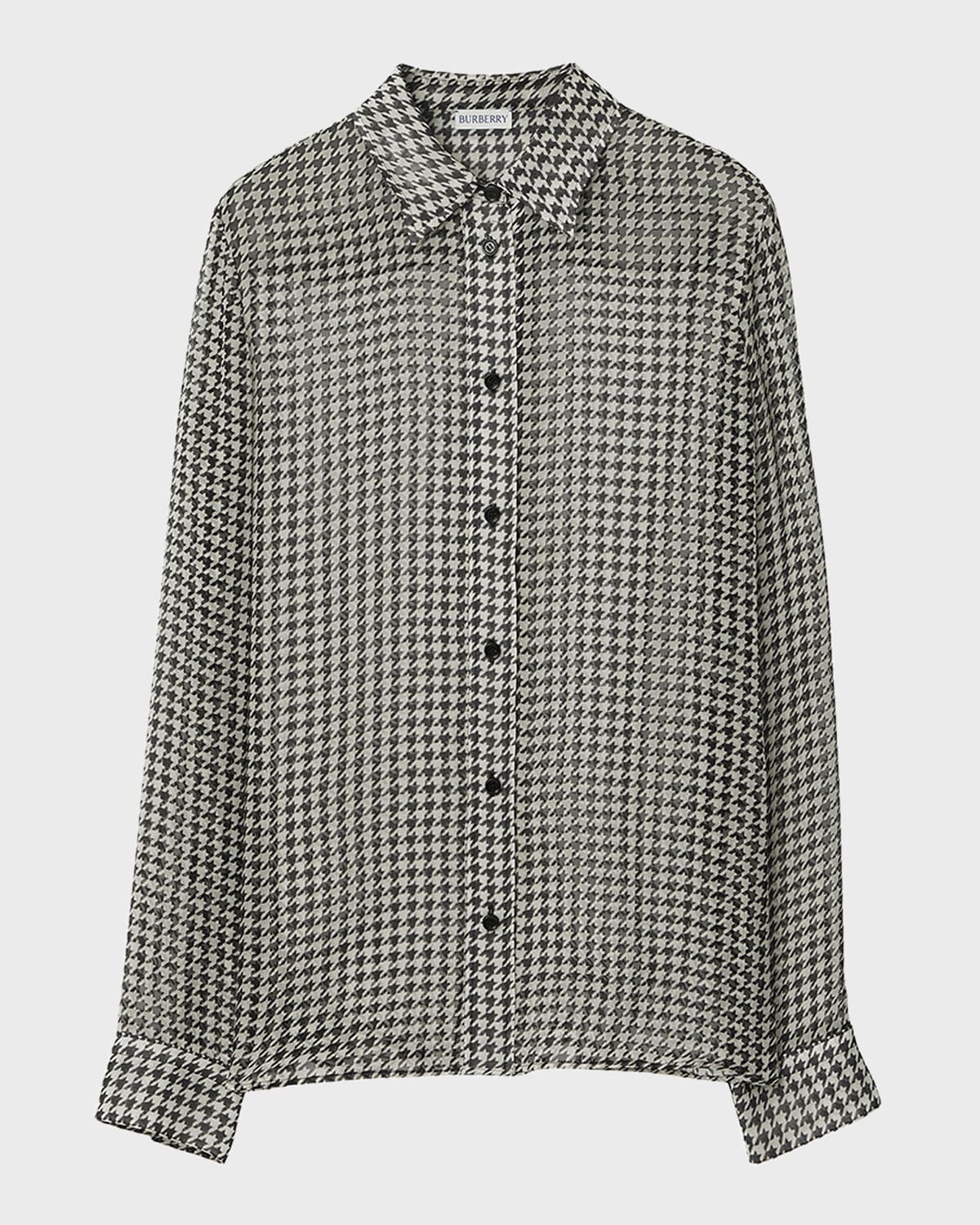 Burberry Houndstooth Button-Front Blouse