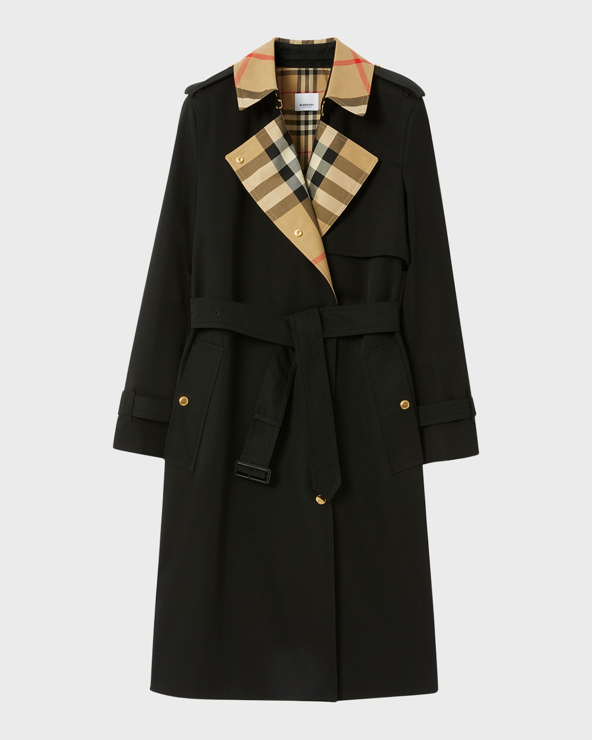 Burberry Sandridge Check Belted Double-Breasted Trench Coat