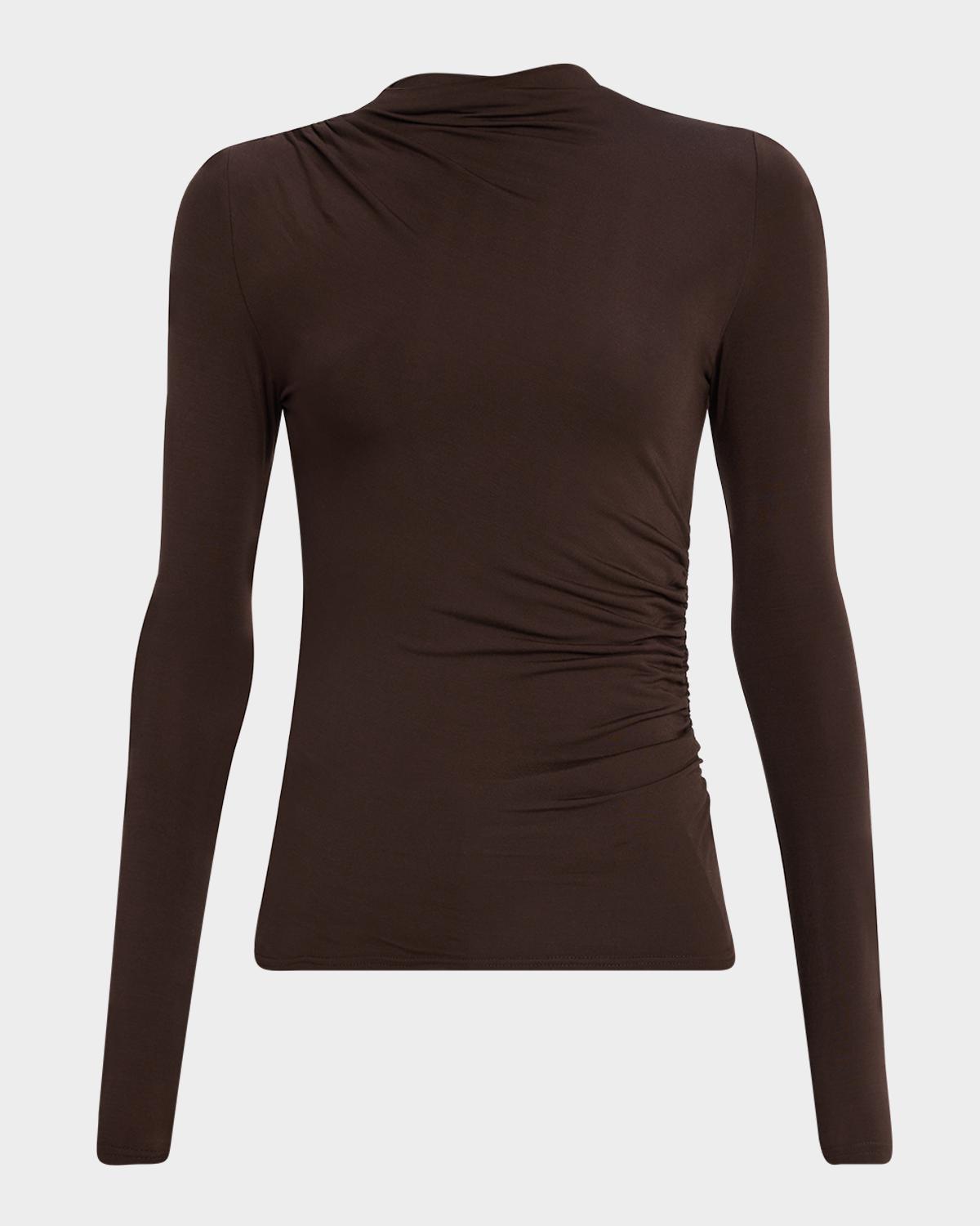 Rails Joelle Shirred Asymmetrical Mock-Neck Top