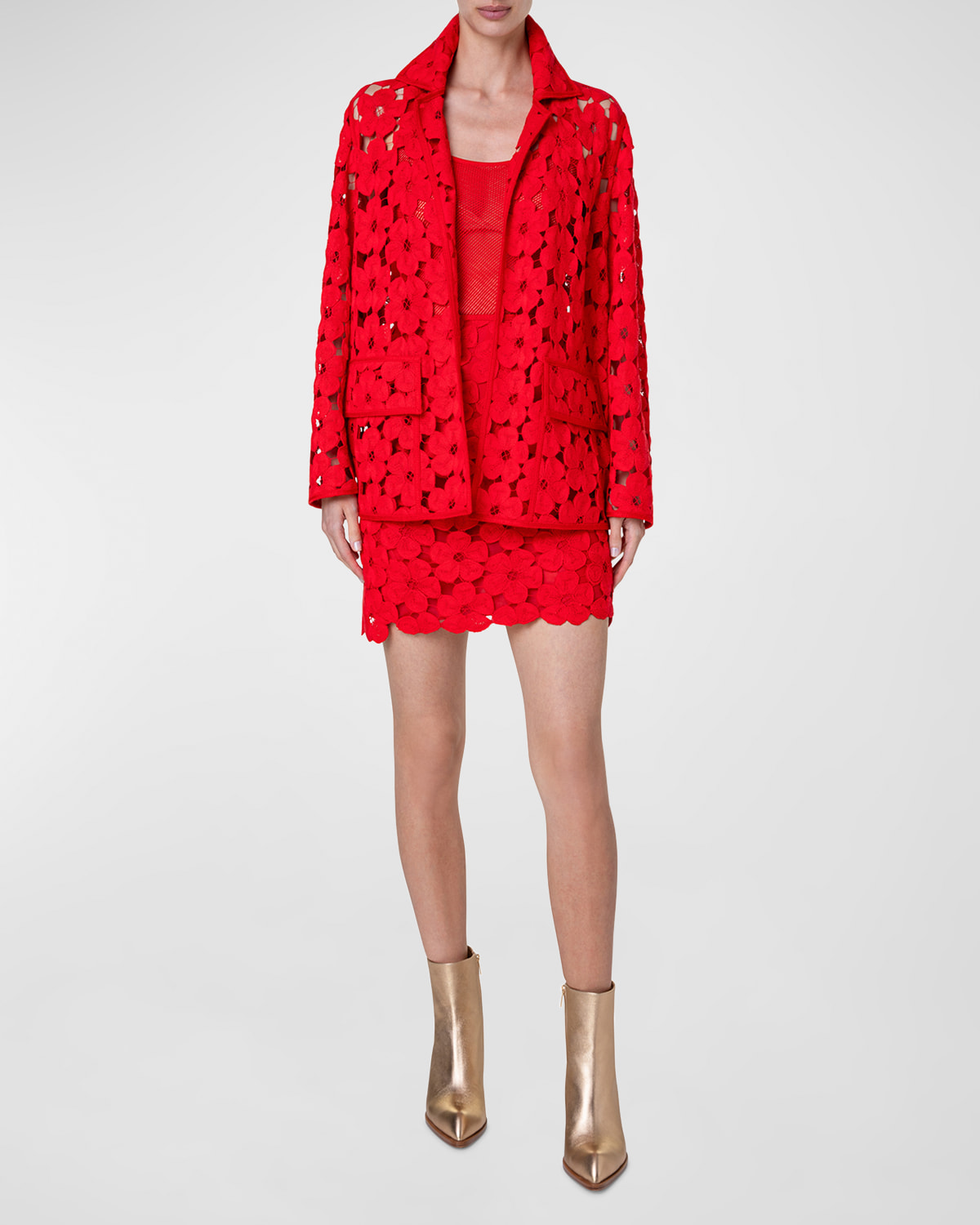 Akris Tommi Anemones Embroidered Oversize Jacket