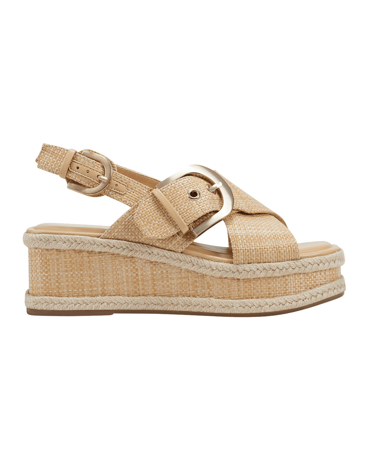 Marc Fisher LTD Leather Crisscross Buckle Wedge Sandals
