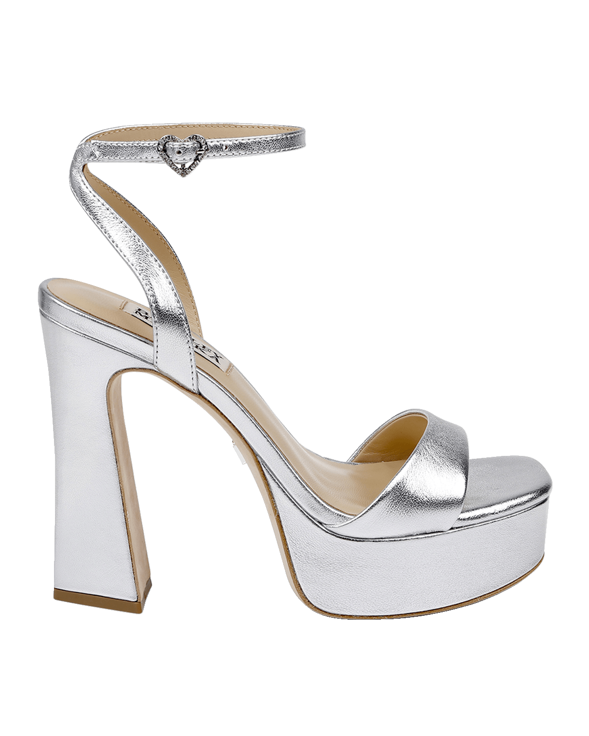 Badgley Mischka Caia Crystal Heart Platform Sandals