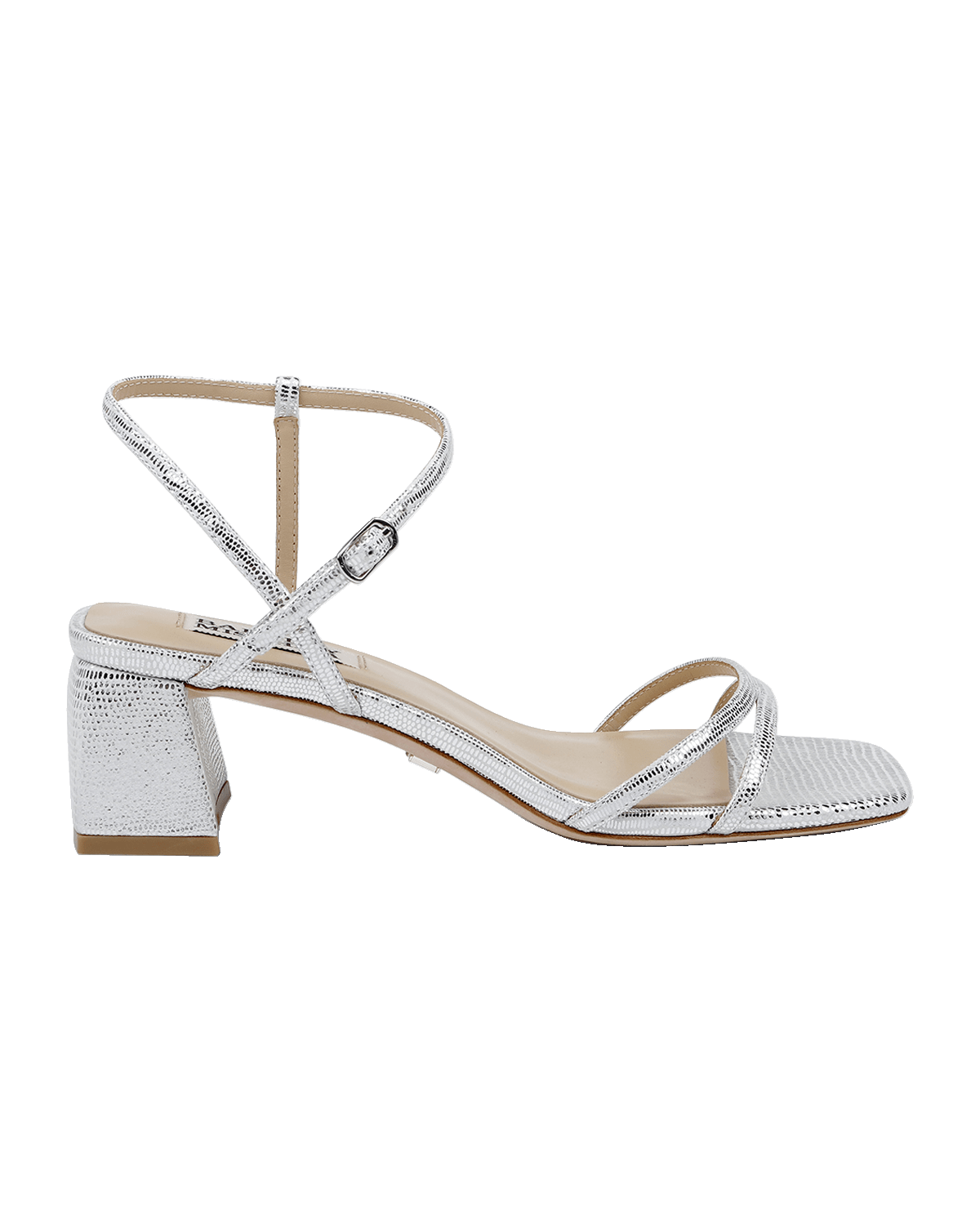 Badgley Mischka Carlota Metallic Embossed Ankle-Strap Sandals