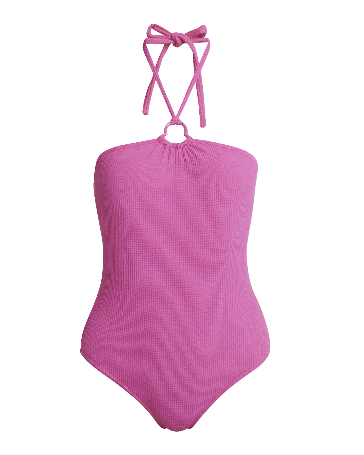 Moncler Ribbed Halter One-Piece Swimsuit