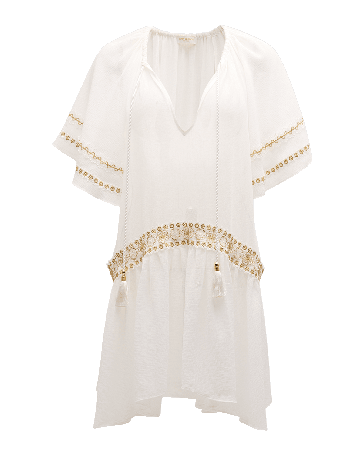 Ramy Brook Whitley Tassel-Tie Embellished Mini Coverup Dress