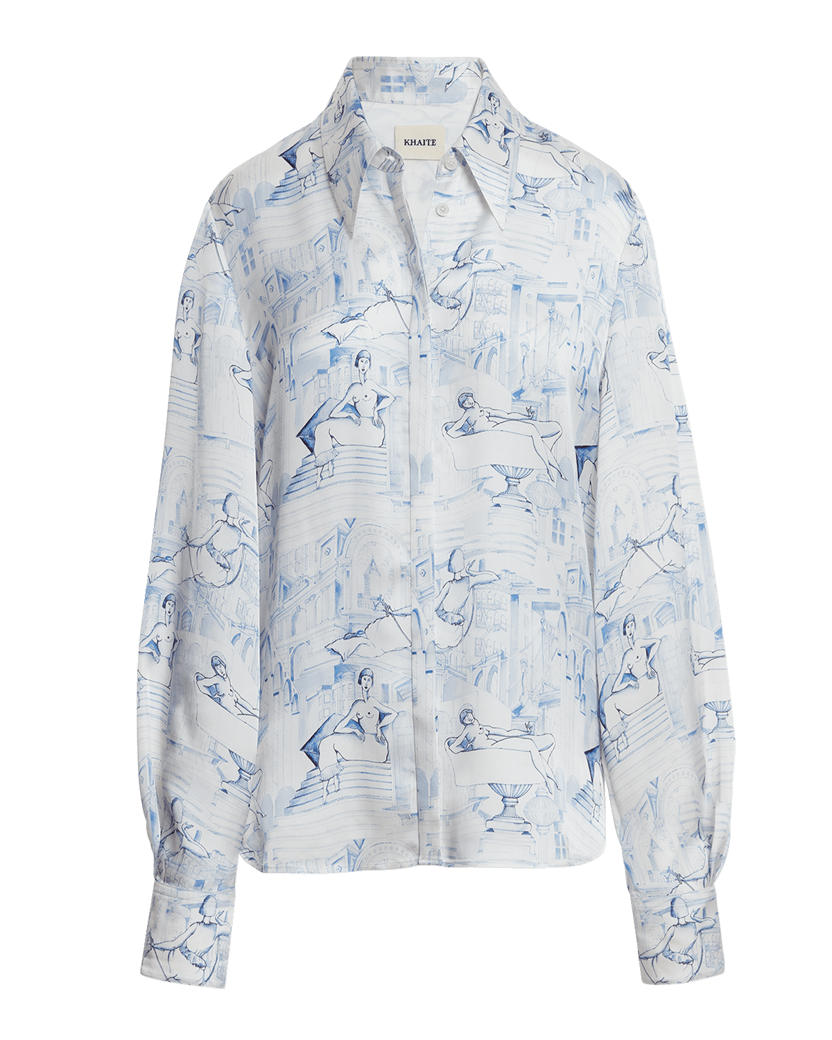 Khaite Minta Toile-Print Collared Top