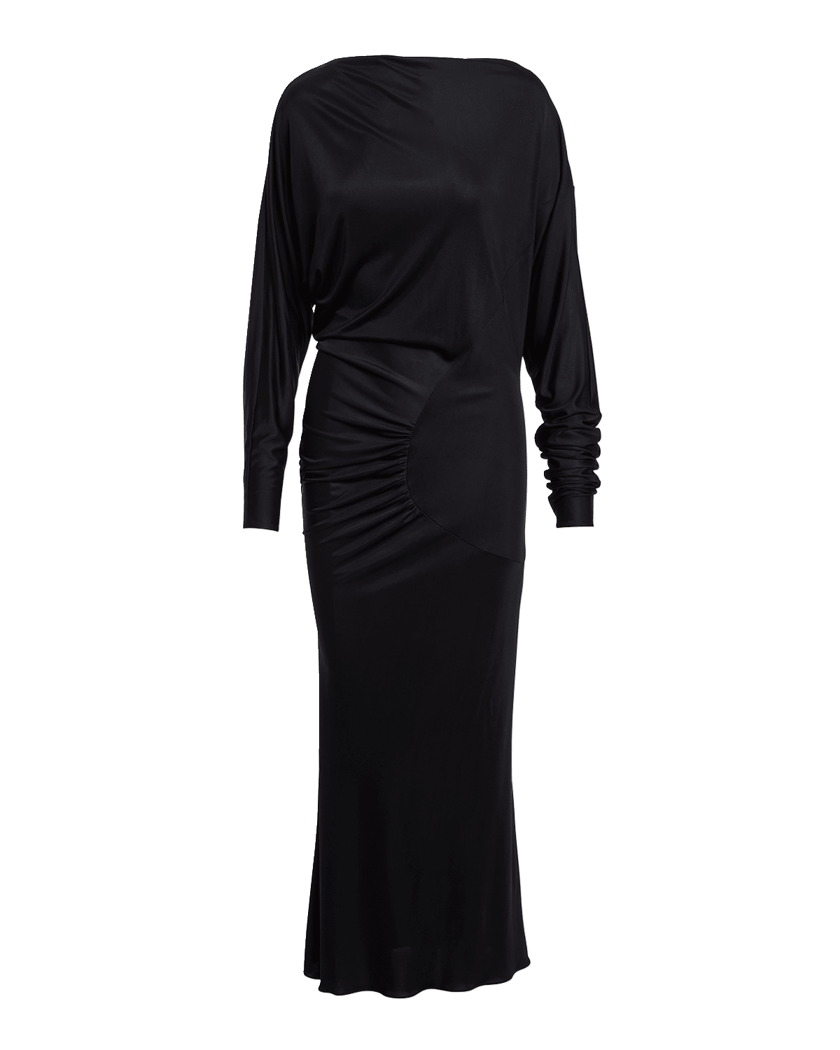 Khaite Oron Long-Sleeve Asymmetric Gathered Maxi Dress