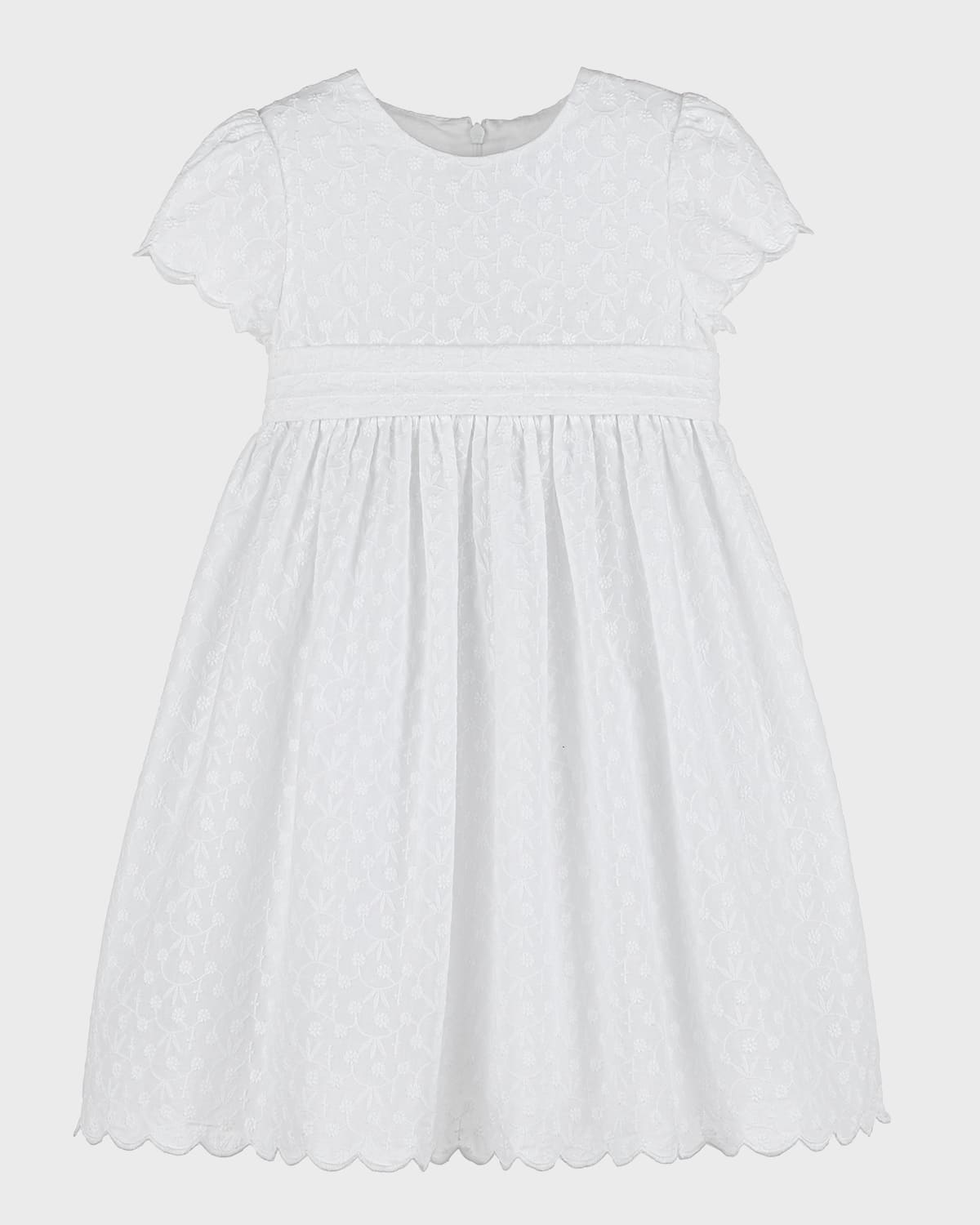 Luli & Me Girl's White Embroidered Float Dress, Size 4-6