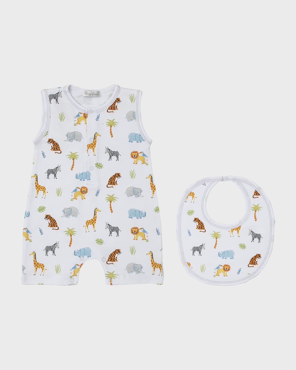Kissy Kissy Boy's Tropical Jungle Sleeveless Playsuit and Bib Set, Size 3M-18M