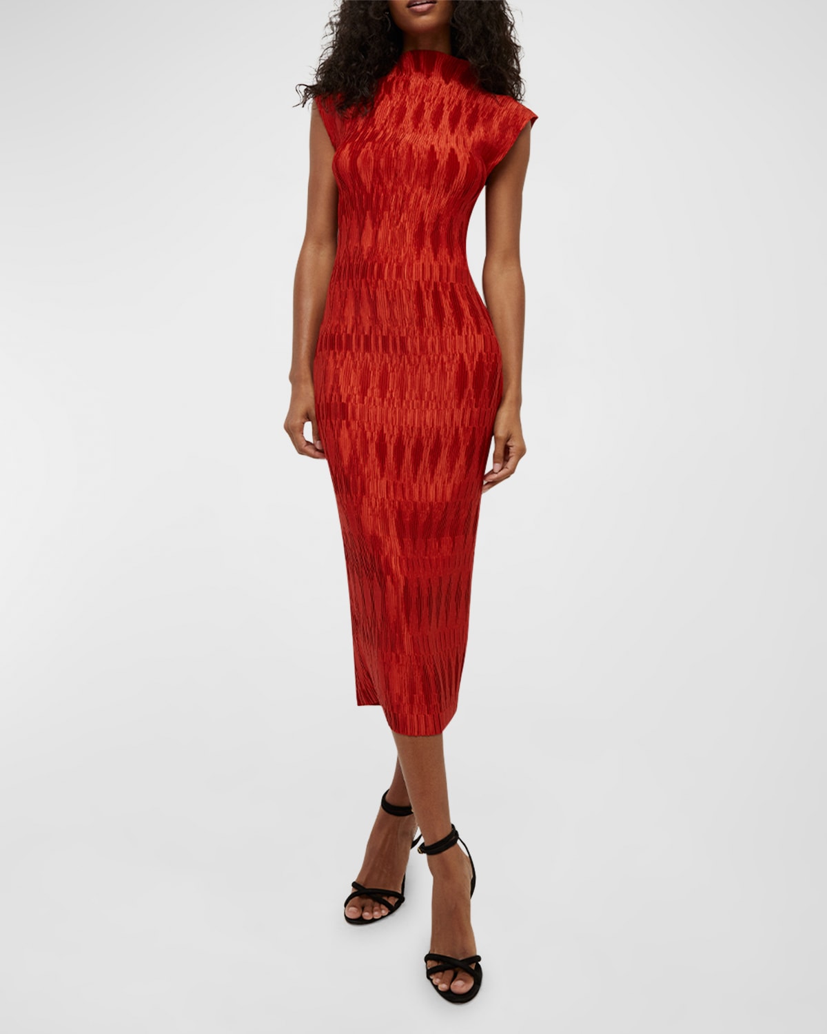 Veronica Beard Gramercy Pleated Satin Midi Dress