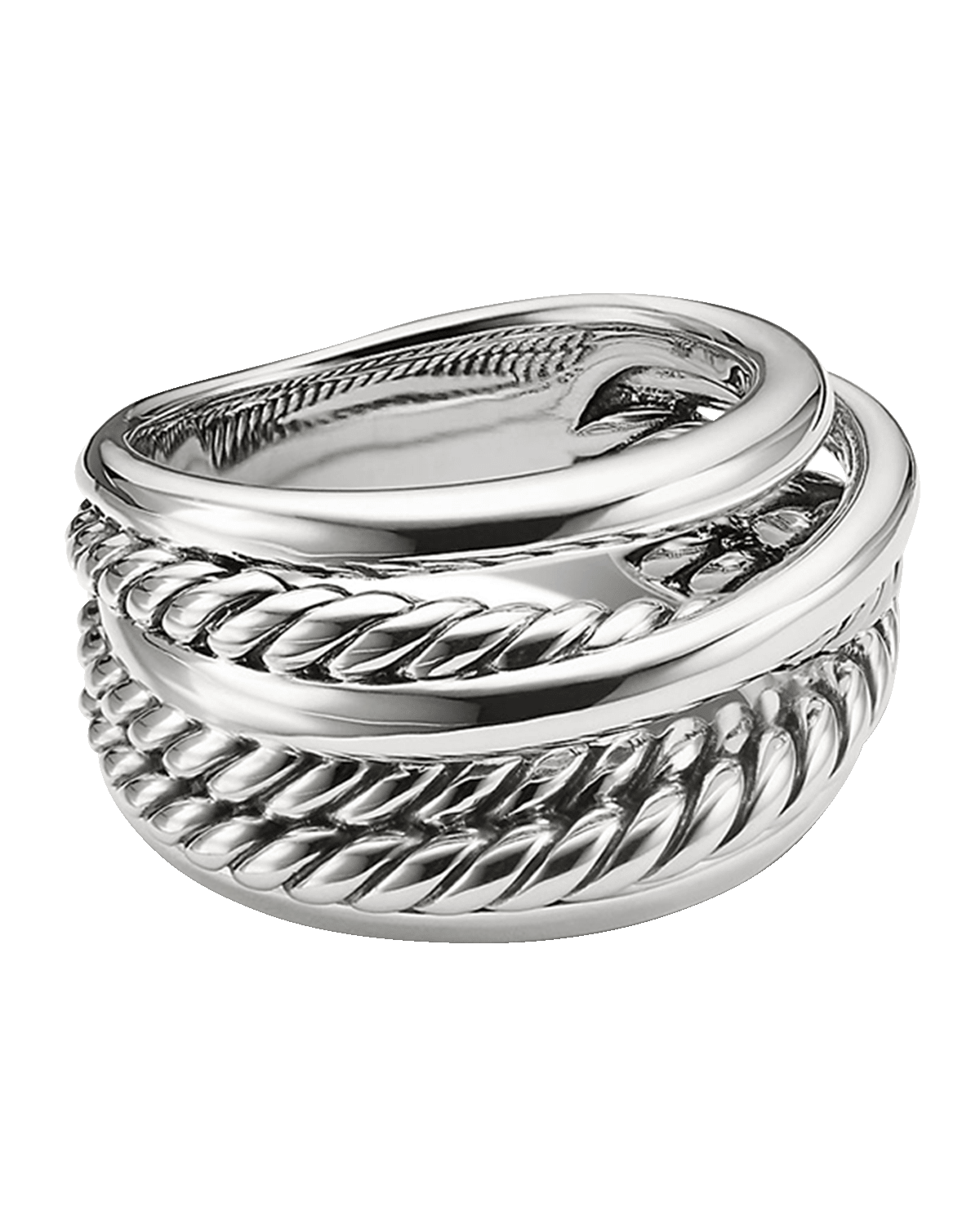 David Yurman Crossover Ring in Silver, 14.7mm, Size 10
