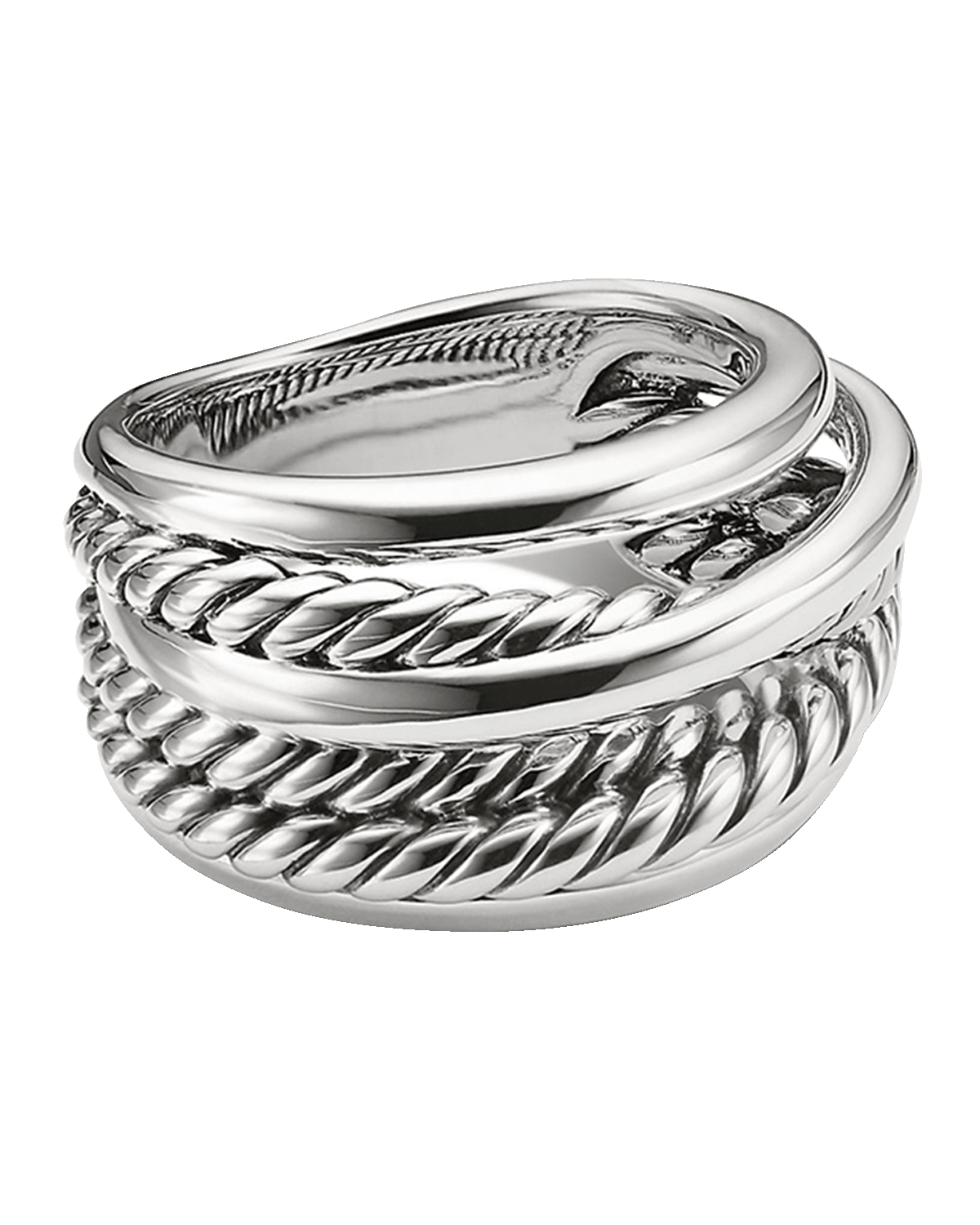 David Yurman Crossover Ring in Silver, 14.7mm, Size 9.5