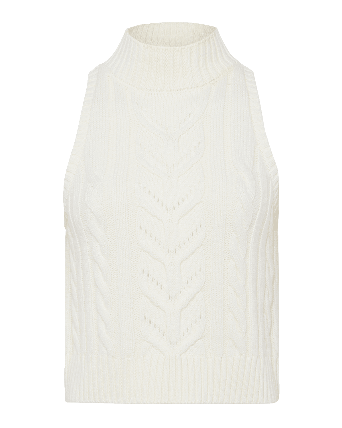 L'Agence Bellini Cable-Knit Turtleneck Tank Top