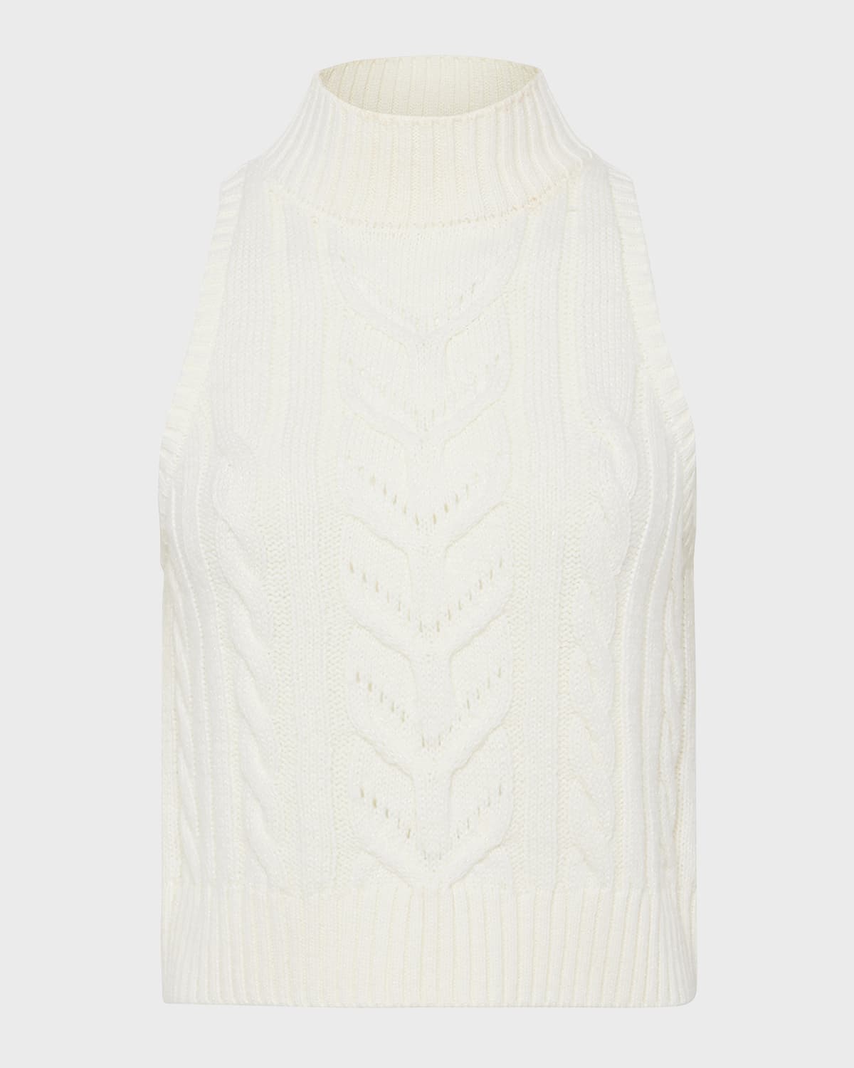 L'Agence Bellini Cable-Knit Turtleneck Tank Top