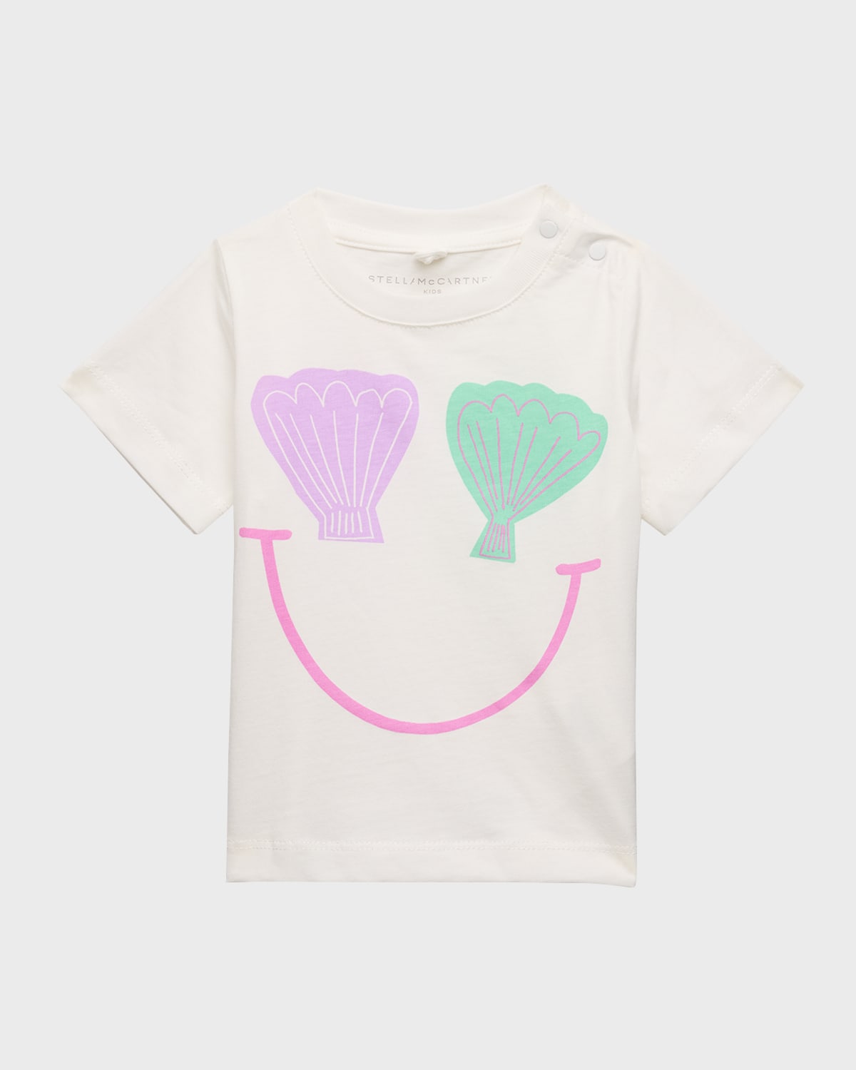 Stella McCartney Kids Girl's Shell Face-Print Short-Sleeve Tee, Size 6M-36M