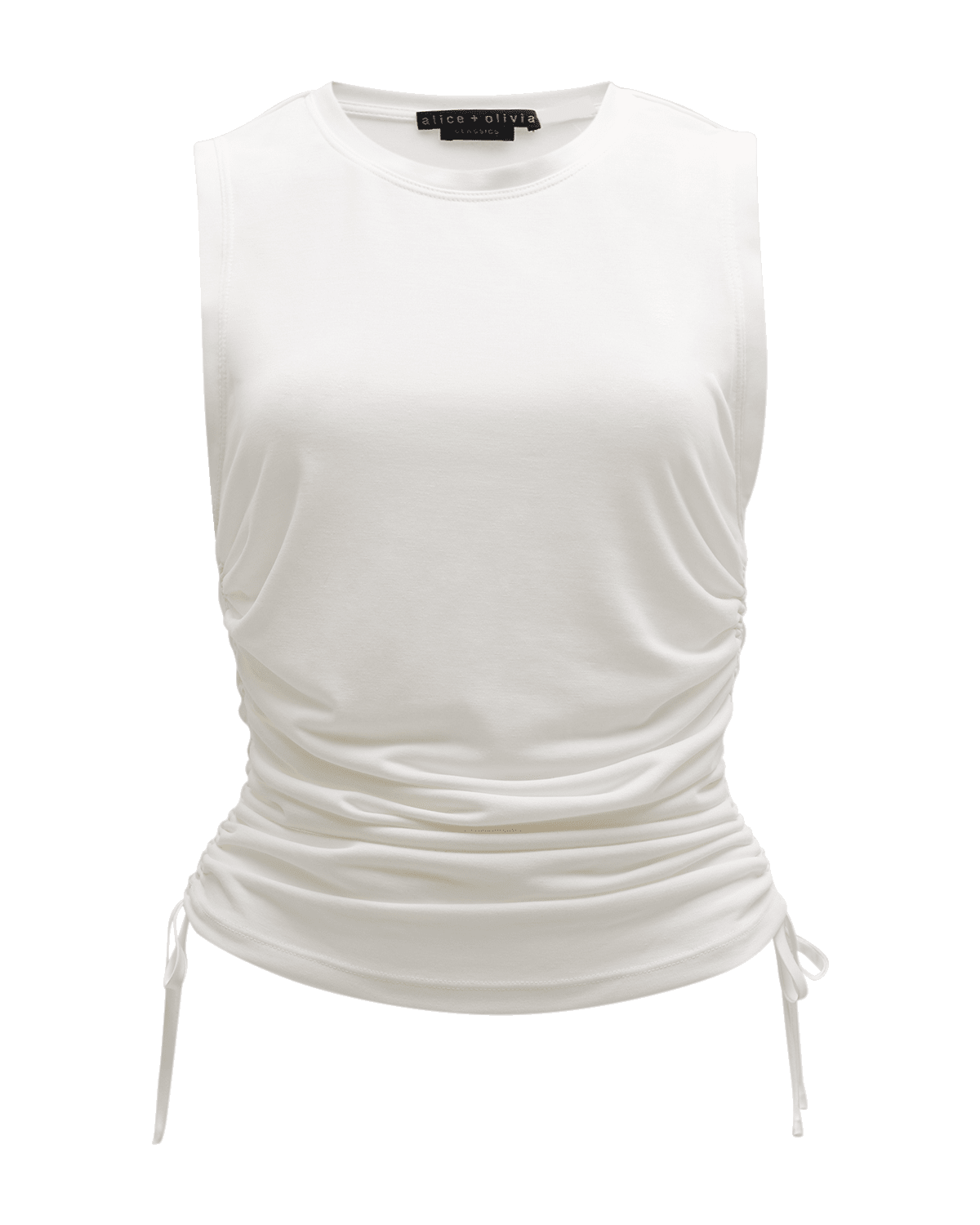 Alice + Olivia Chrissy Crewneck Ruched Crop Top