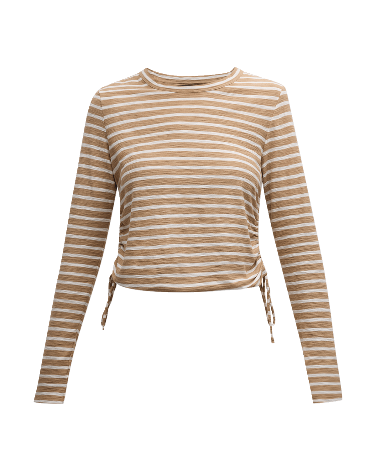 Veronica Beard Travis Striped Long-Sleeve Side-Ruched Top