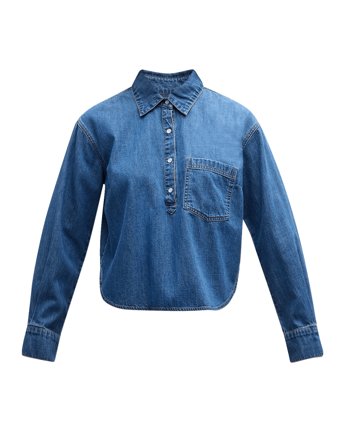 Veronica Beard Avola Denim Button-Front Top