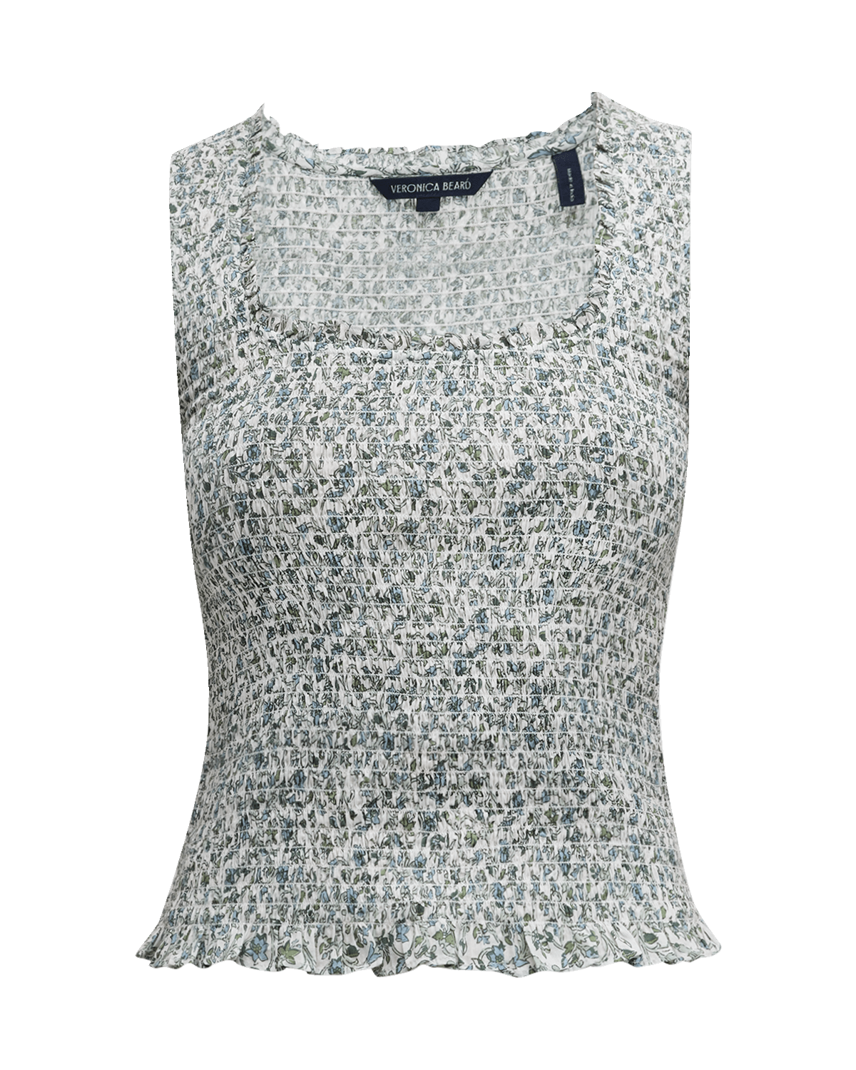Veronica Beard Needham Floral Smocked Tank Top