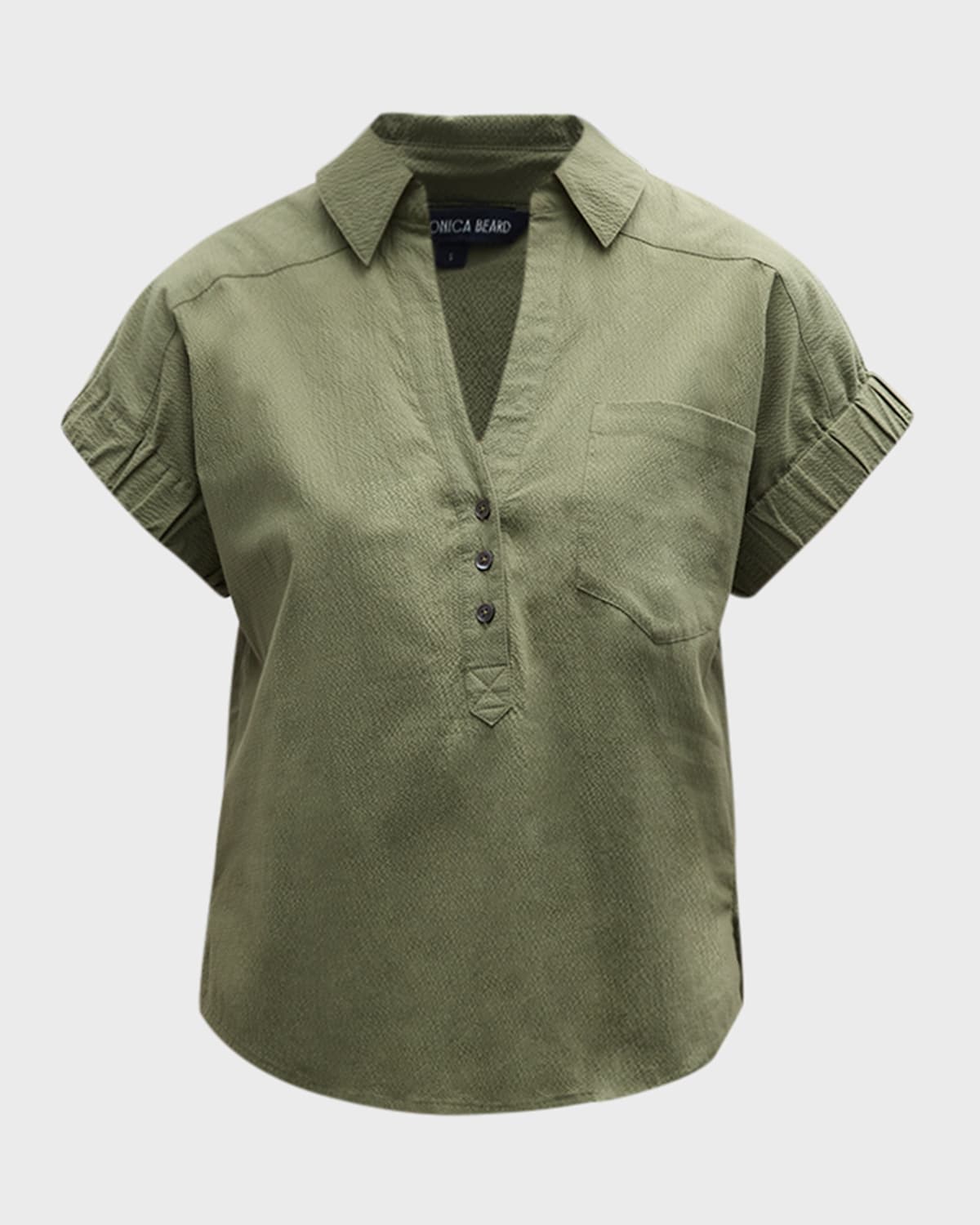 Veronica Beard Almera V-Neck Short-Sleeve Top