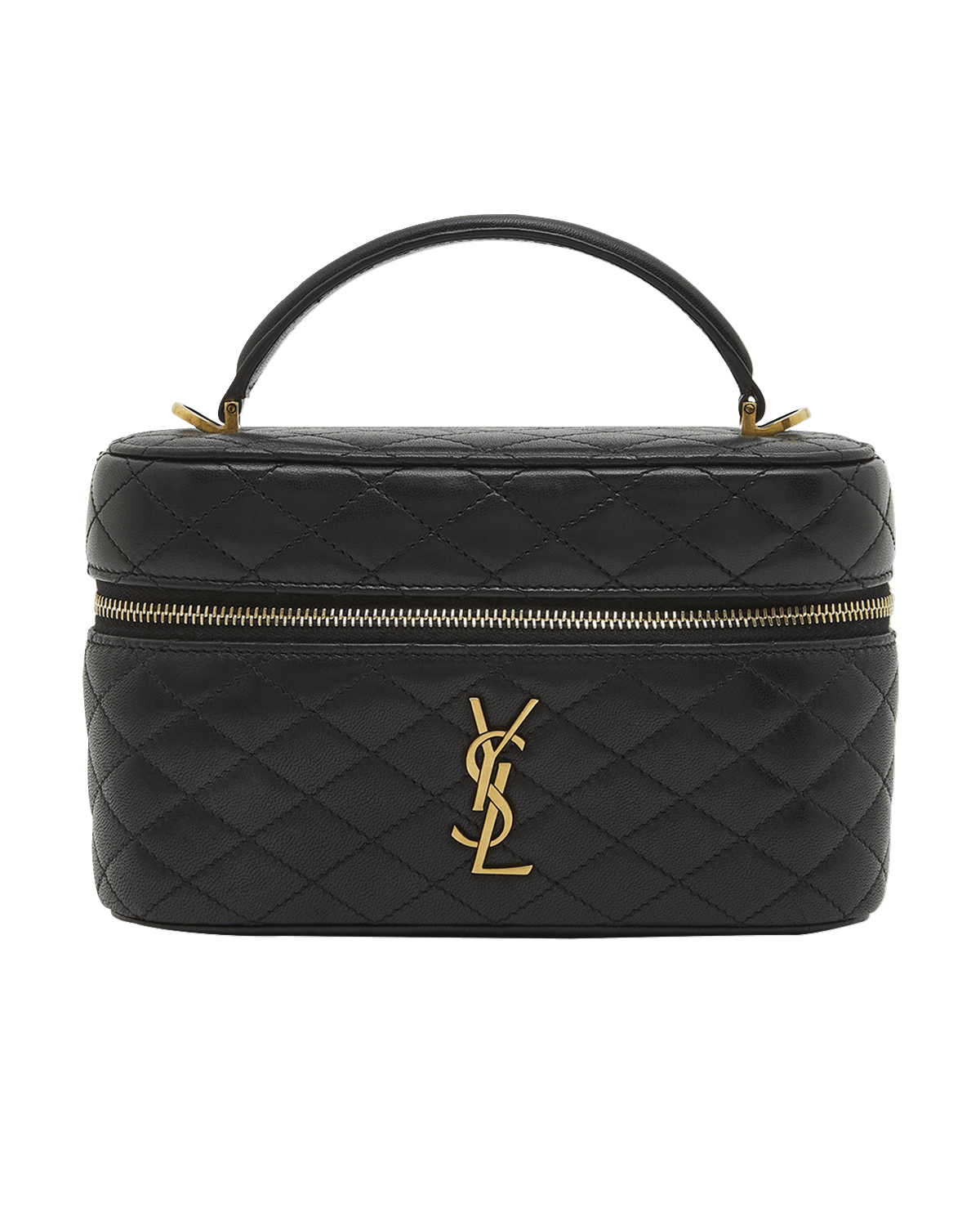 Saint Laurent Gabby Mini Vanity Case in Quilted Leather with Gold Hardware
