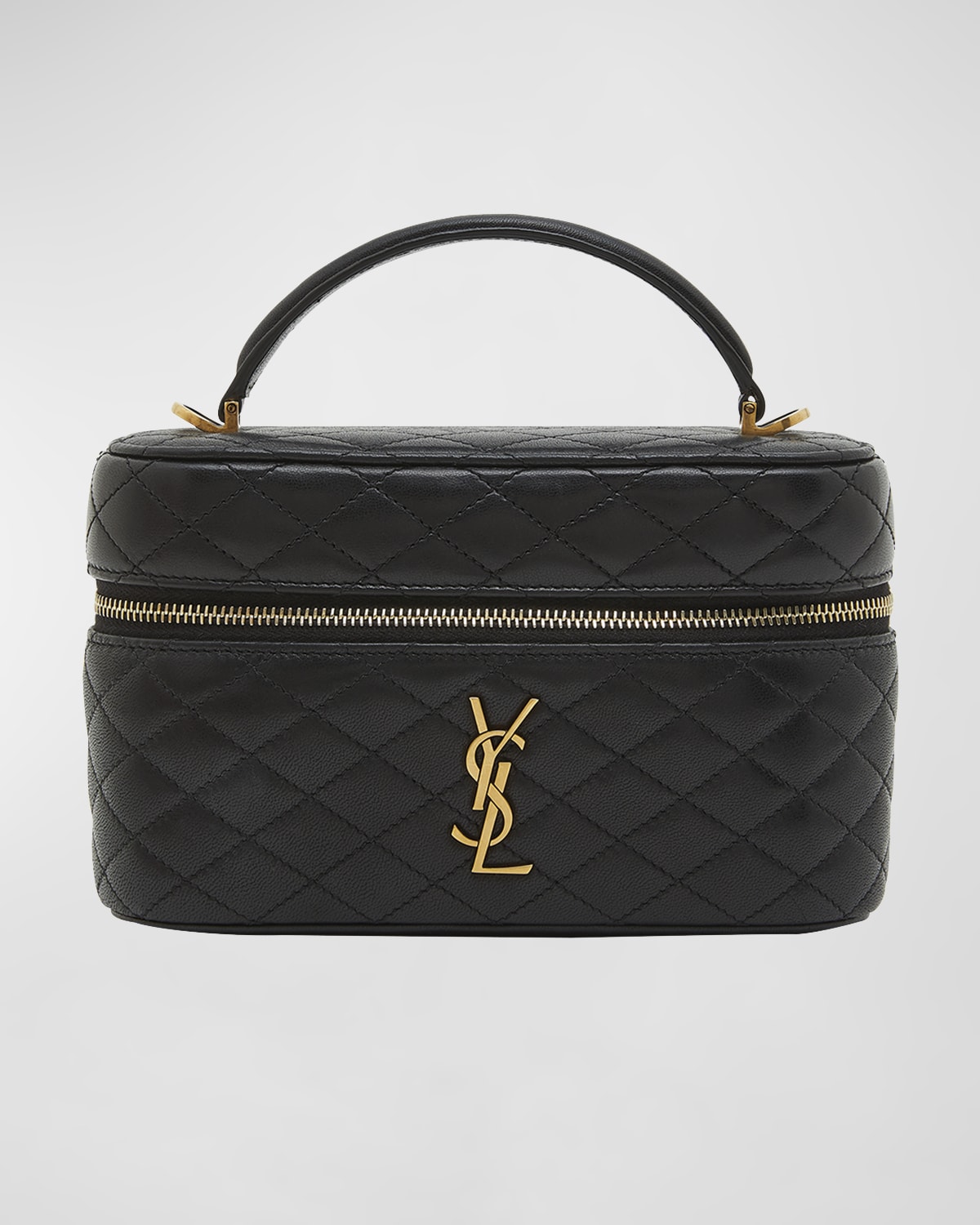 Saint Laurent Gabby Mini Vanity Case in Quilted Leather with Gold Hardware