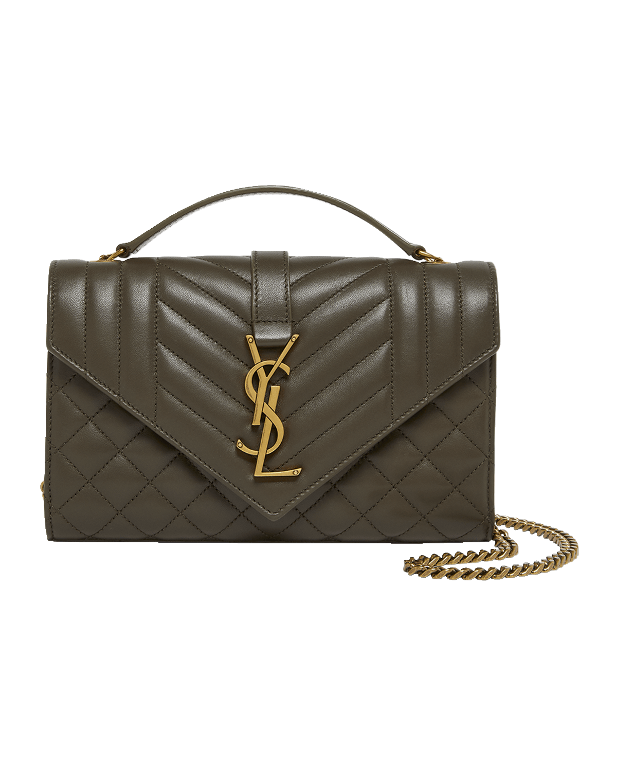 Saint Laurent Envelope Triquilt Small YSL Shoulder Bag in Smooth Leather