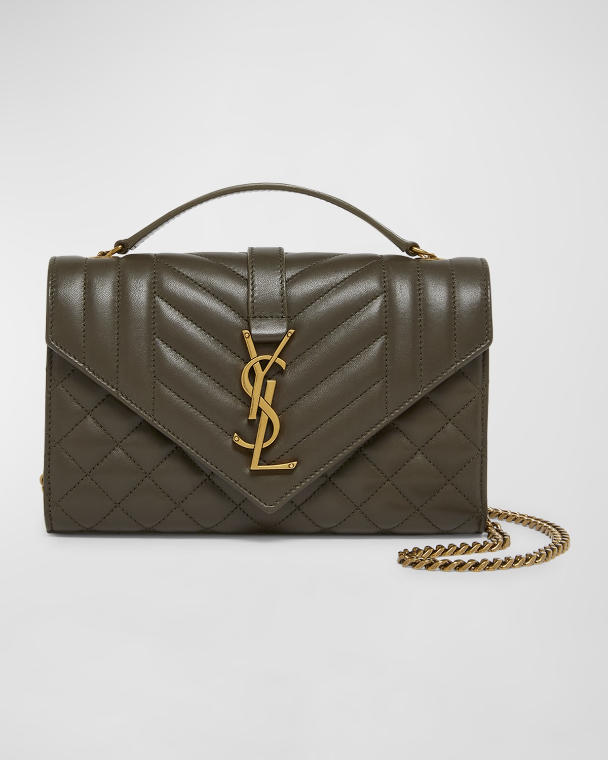 Saint Laurent Envelope Triquilt Small YSL Shoulder Bag in Smooth Leather