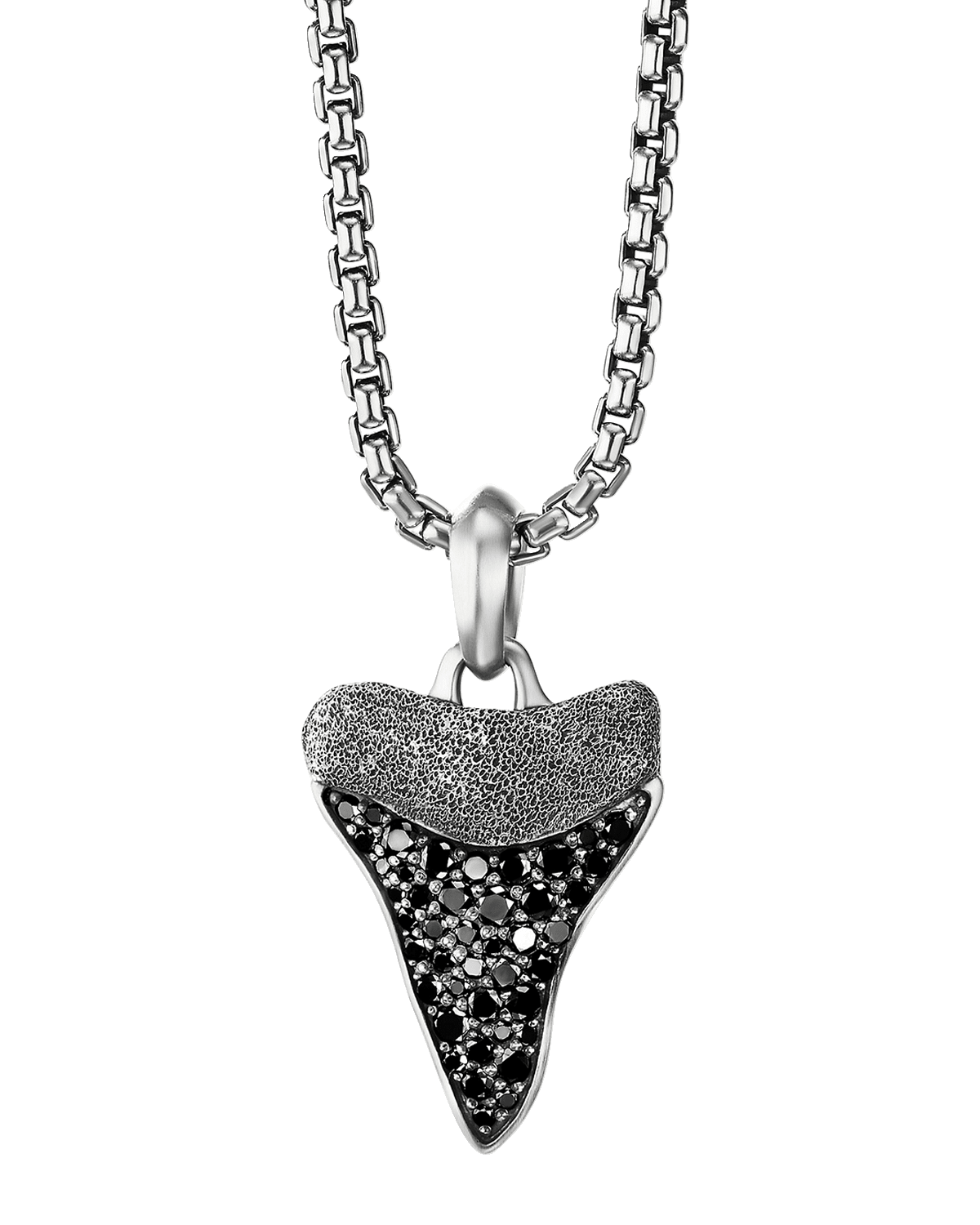 David Yurman Men's Shark Tooth Amulet in Silver with Black Diamonds, 27mm