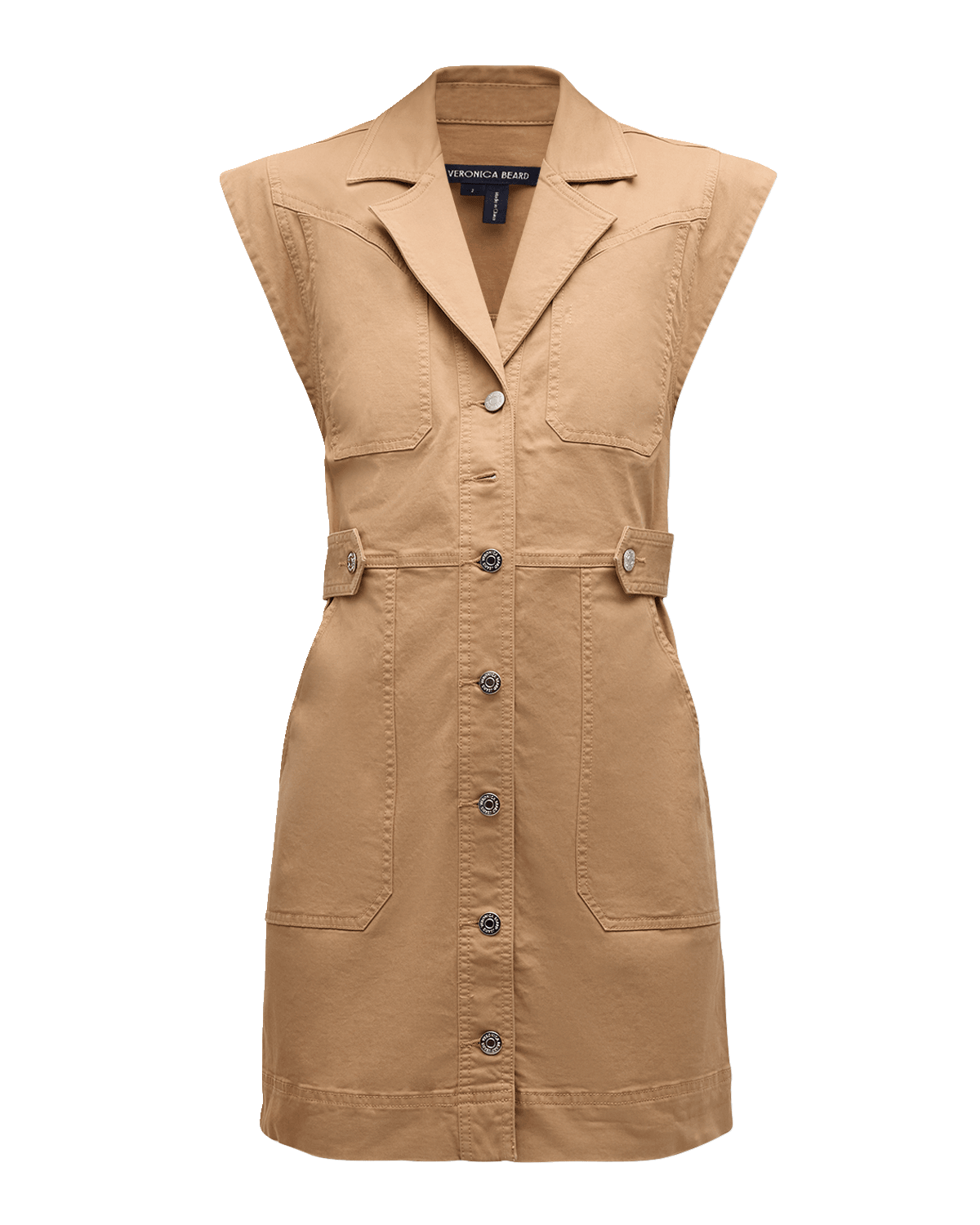 Veronica Beard Jax Button-Front Mini Utility Dress