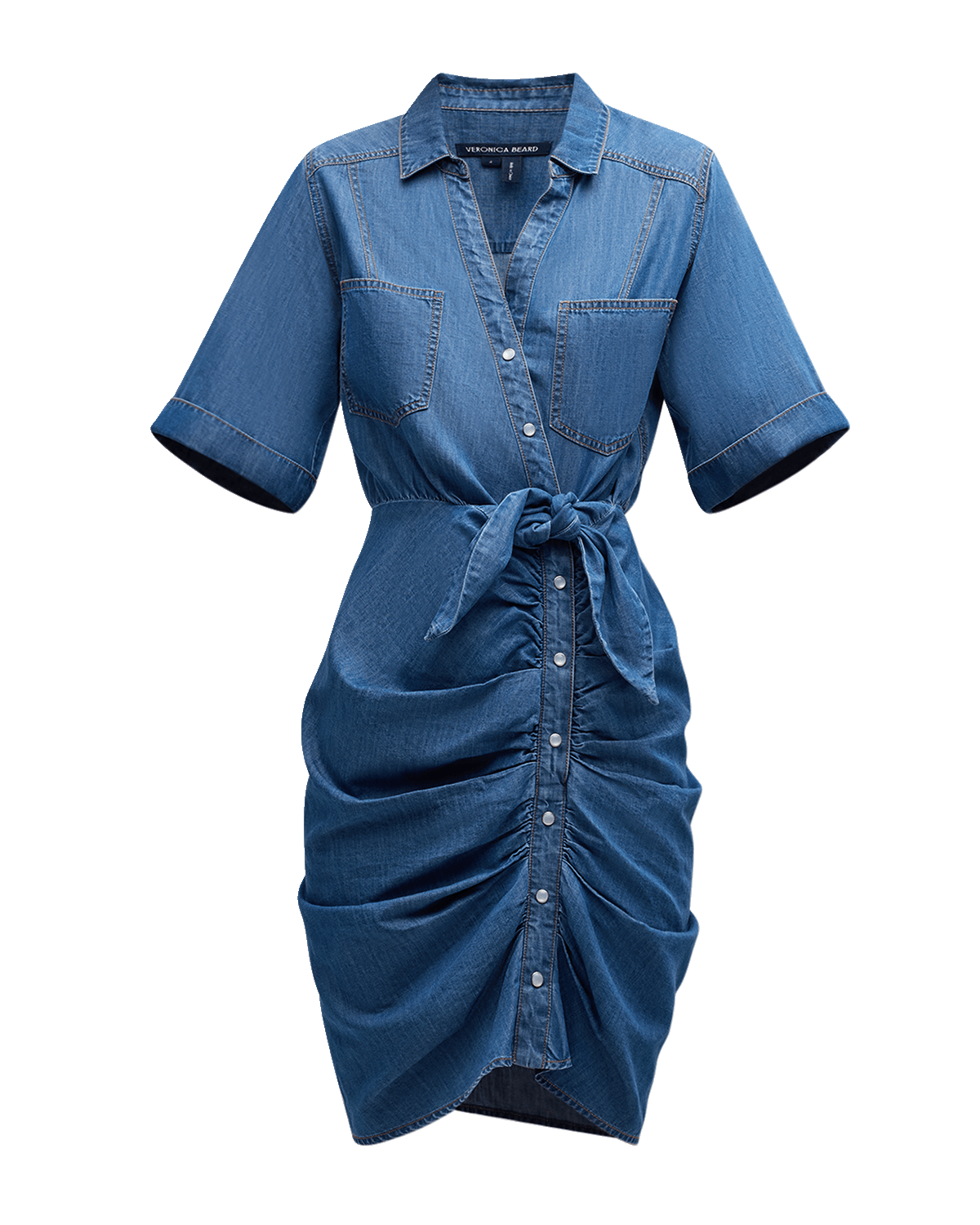 Veronica Beard Hensley Ruched Chambray Dress