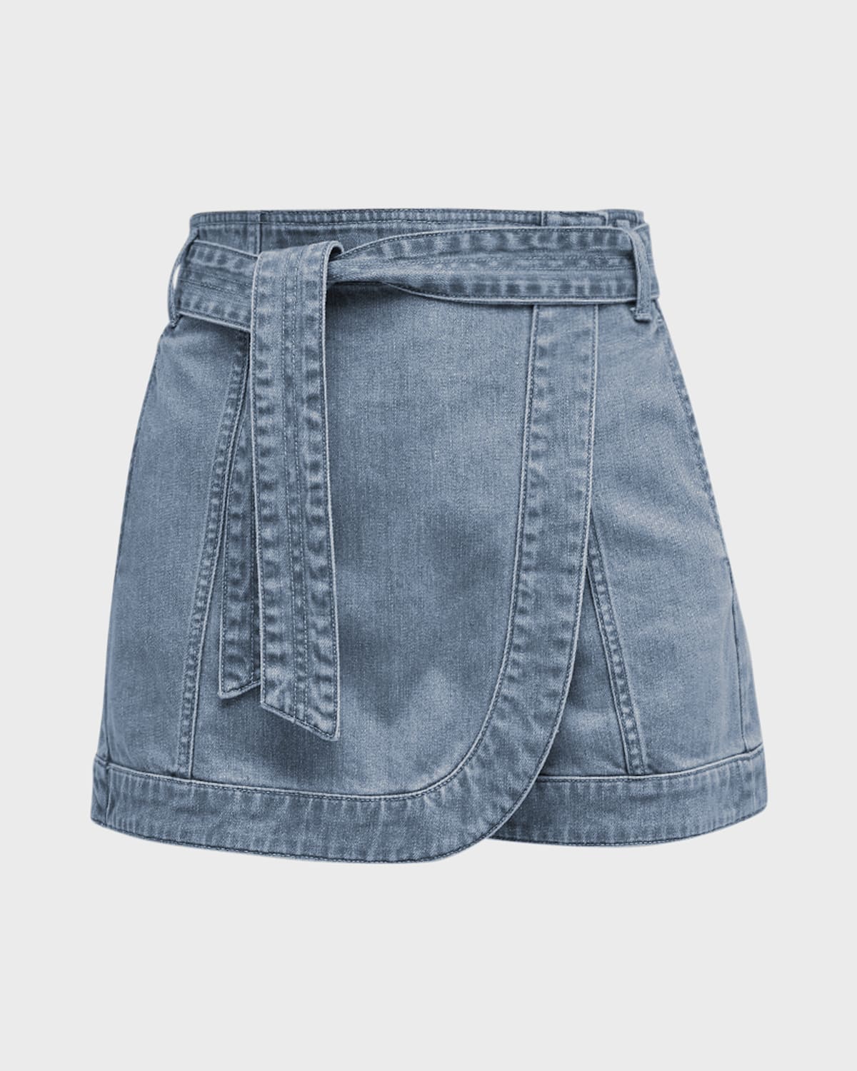 Veronica Beard Agee Belted Denim Skort