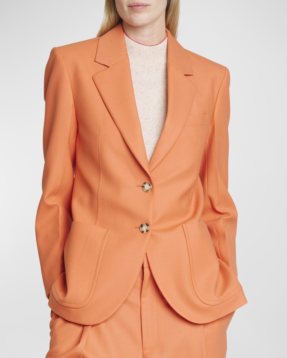Victoria Beckham Wool Blazer Jacket with Patch Pockets
