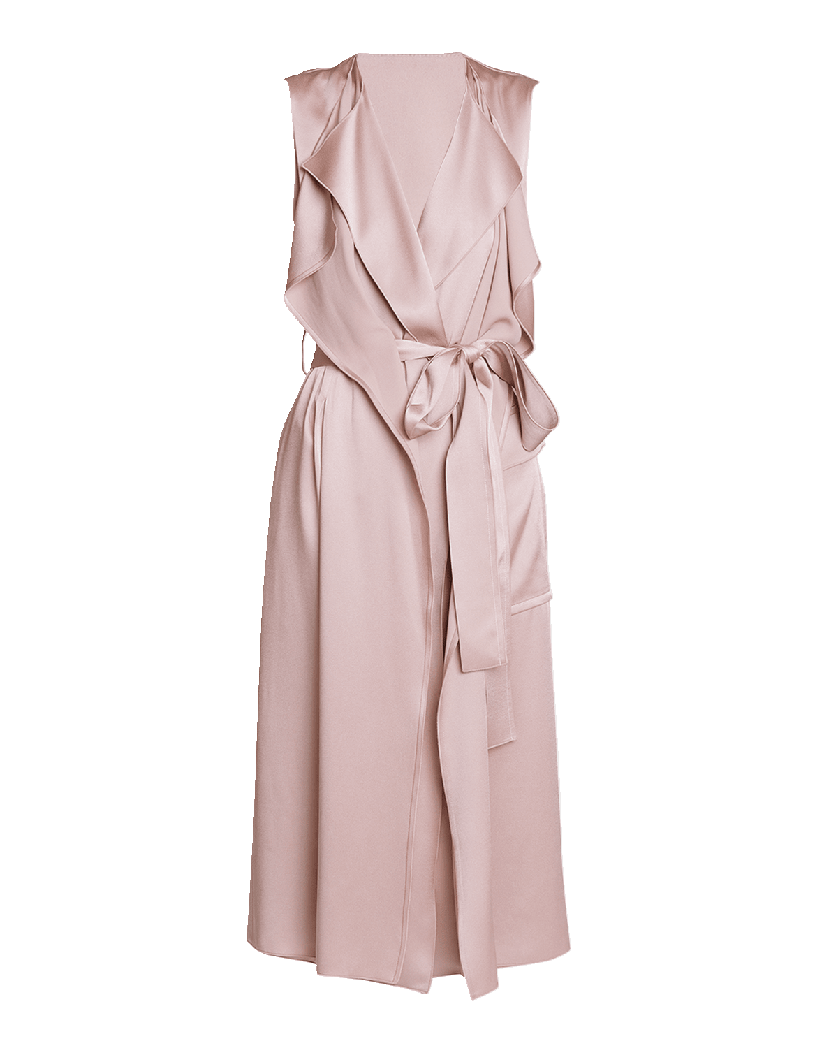 Victoria Beckham Sleeveless Satin Midi Wrap Trench Dress