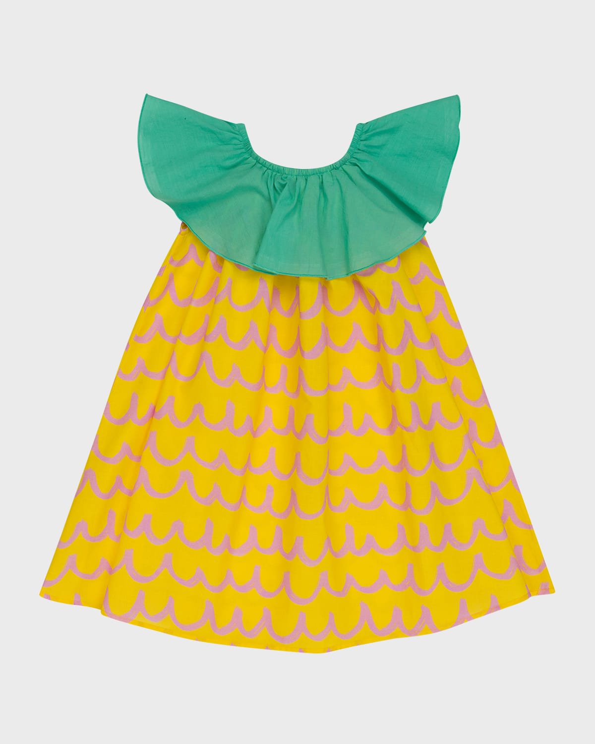 Stella McCartney Kids Girl's Pineapple Waves Sleeveless Ruffled Dress, Size 2-12