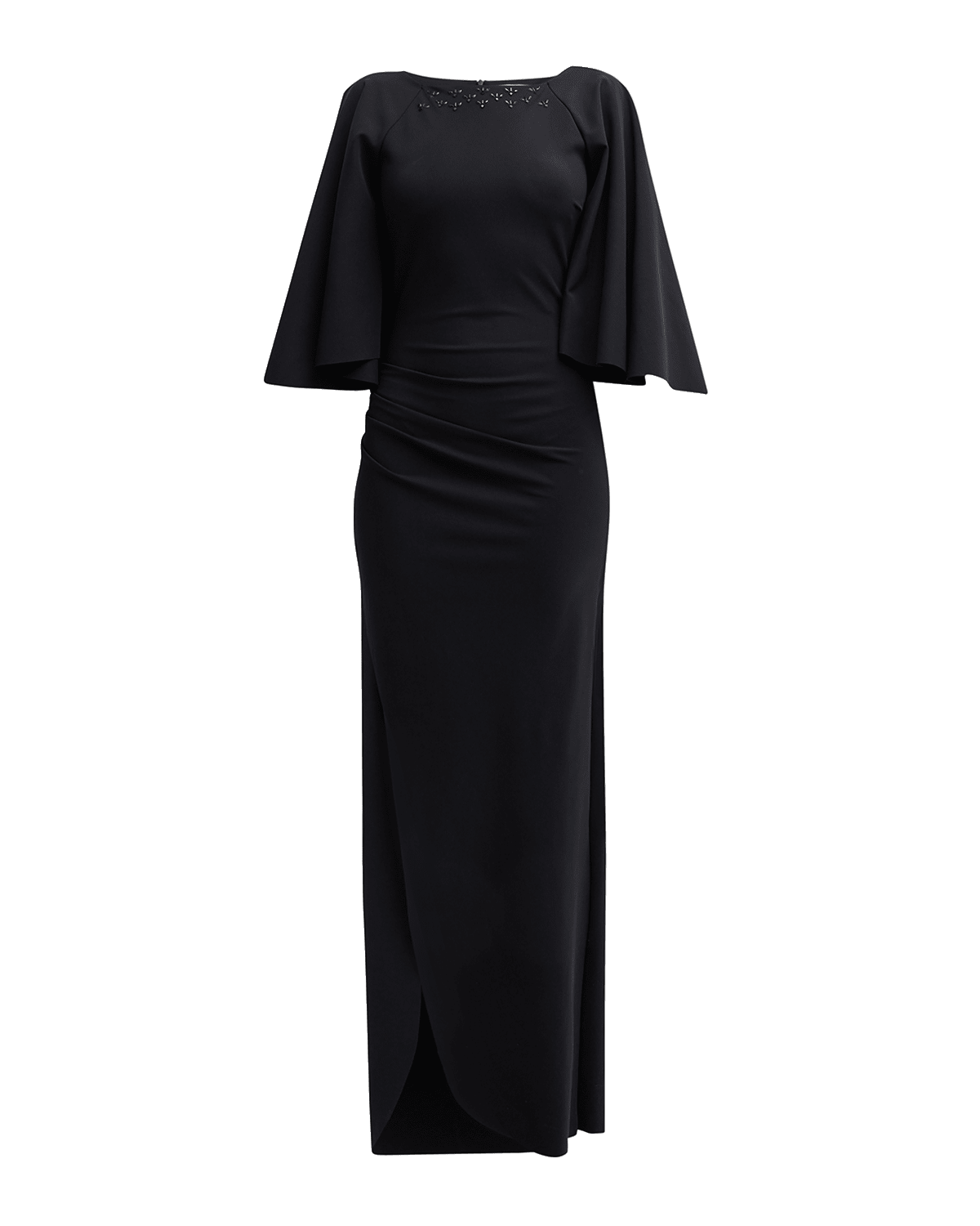 Chiara Boni La Petite Robe Salvia Side-Slit Embellished Column Gown