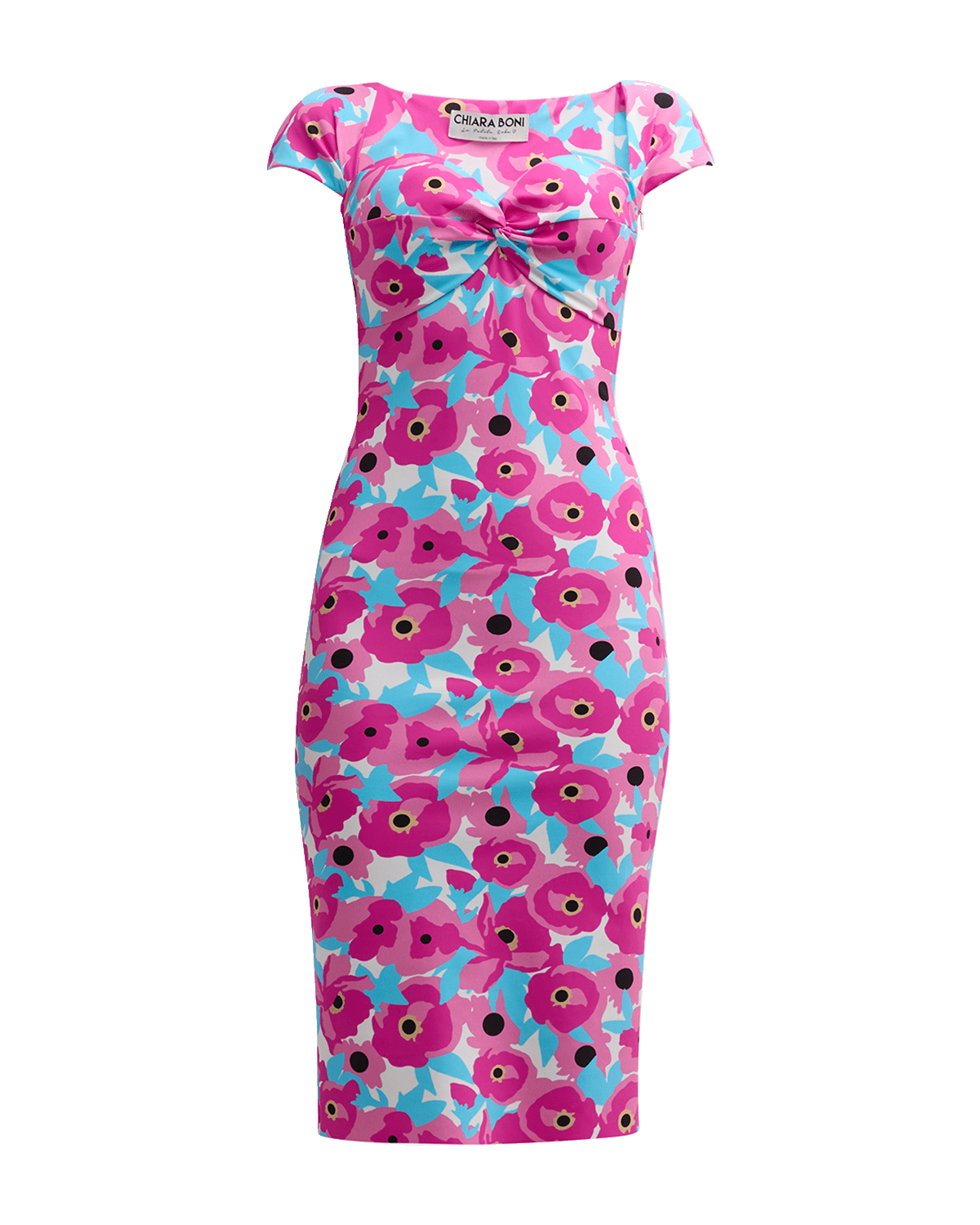 Chiara Boni La Petite Robe Battiata Floral-Print Twist-Front Midi Dress